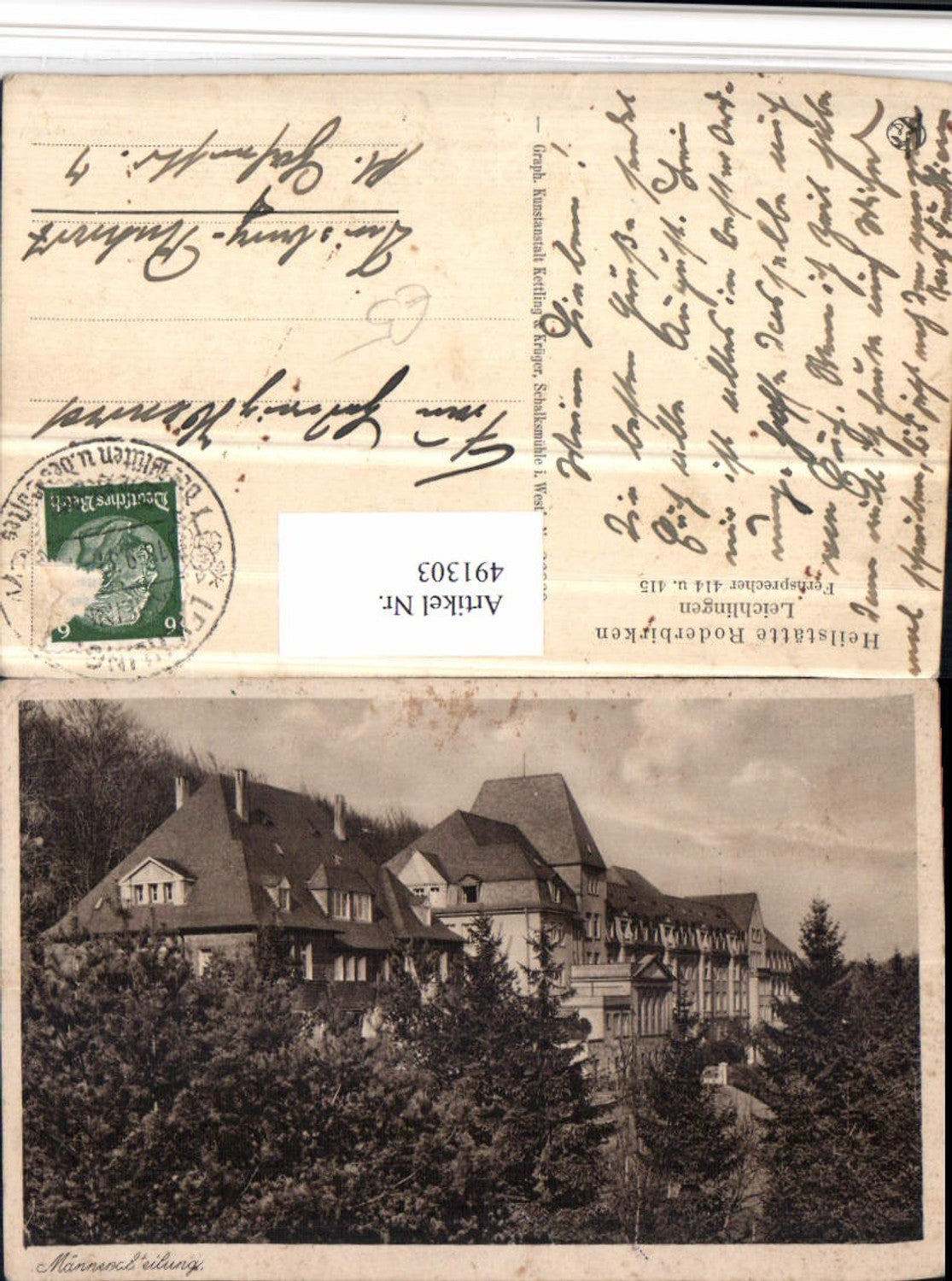 491303,Leichlingen Heilstätte Roderbirken Männerabteilung