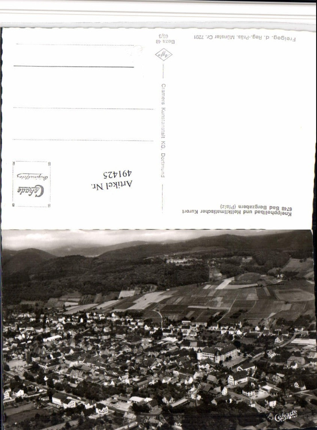 491425,Bad Bergzabern Totale Fliegeraufnahme