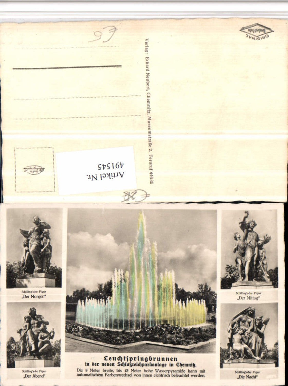 491545,Chemnitz Leuchtspringbrunnen Statuen Mehrbildkarte