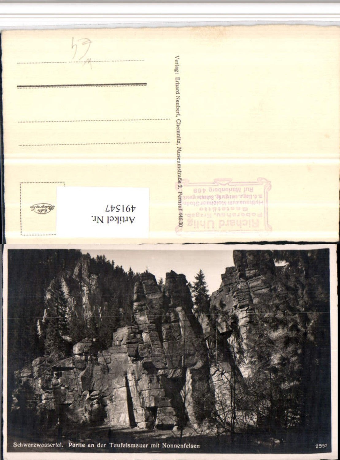 491547, Schwarzwassertal Teufelsmauer m. Nonnenfelsen