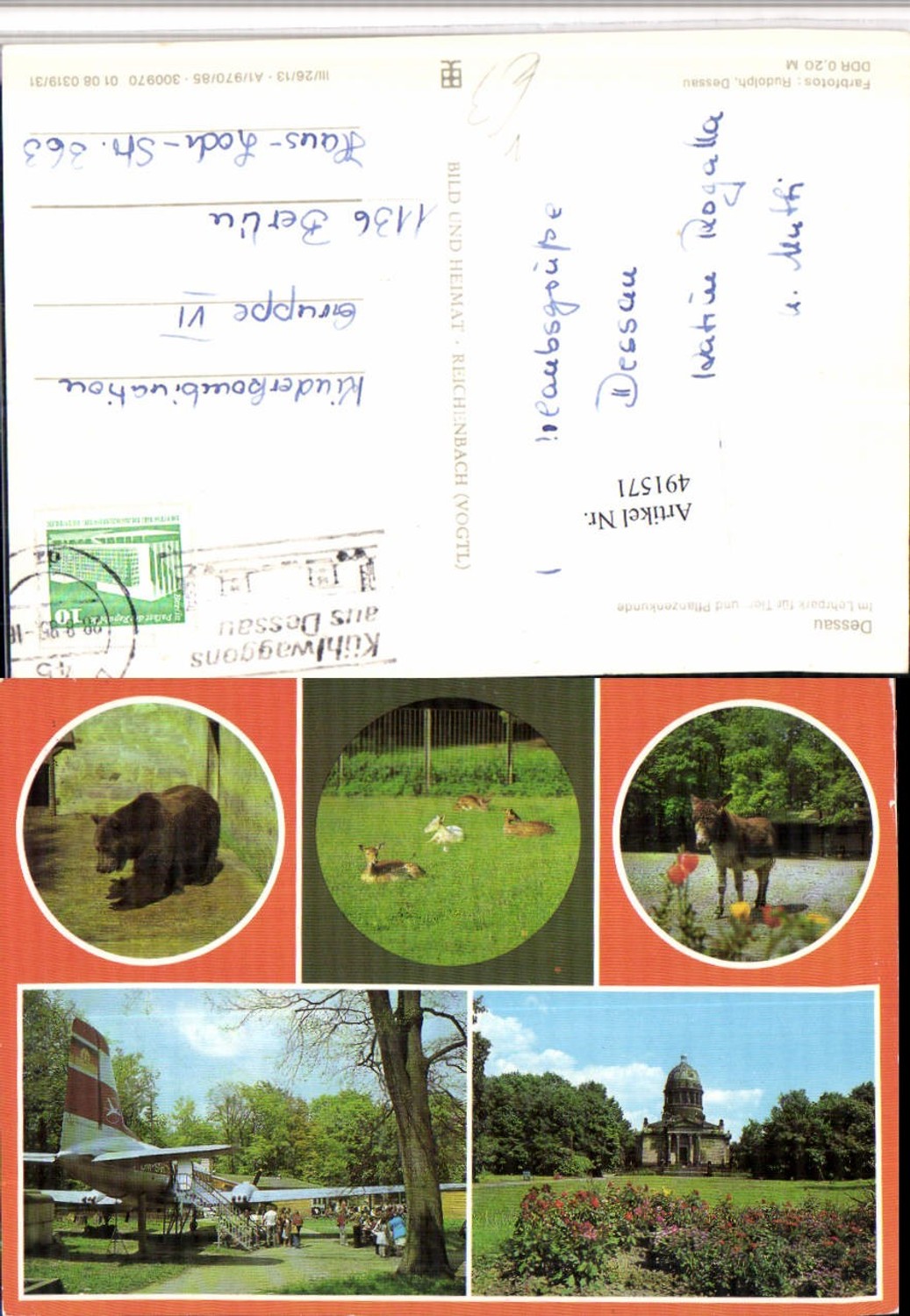 491571,Dessau Lehrpark f. Tier- und Pflanzenkunde Mehrbildkarte pub VEB