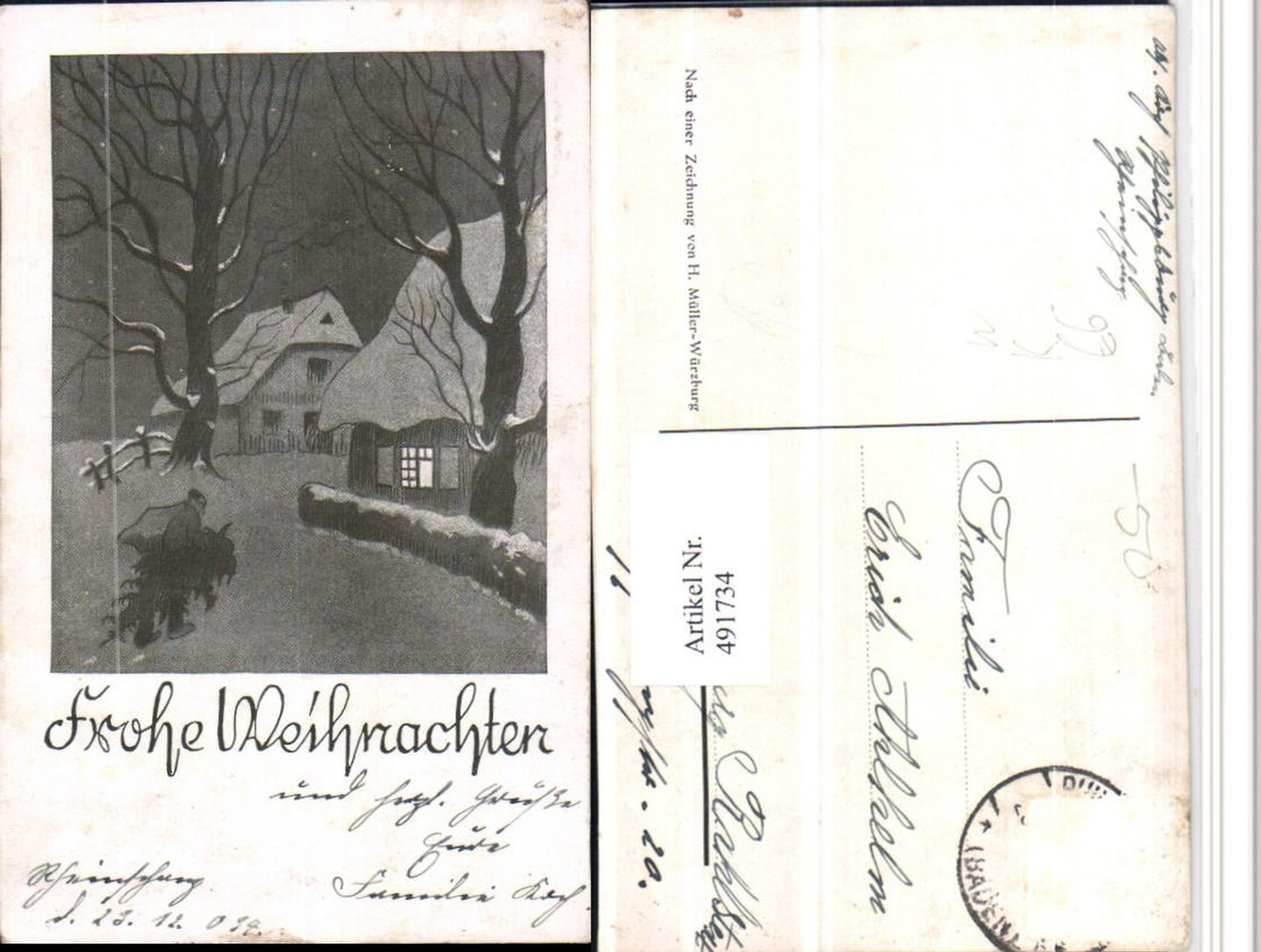 491734, Artist AK H. Müller Würzburg Christmas Houses