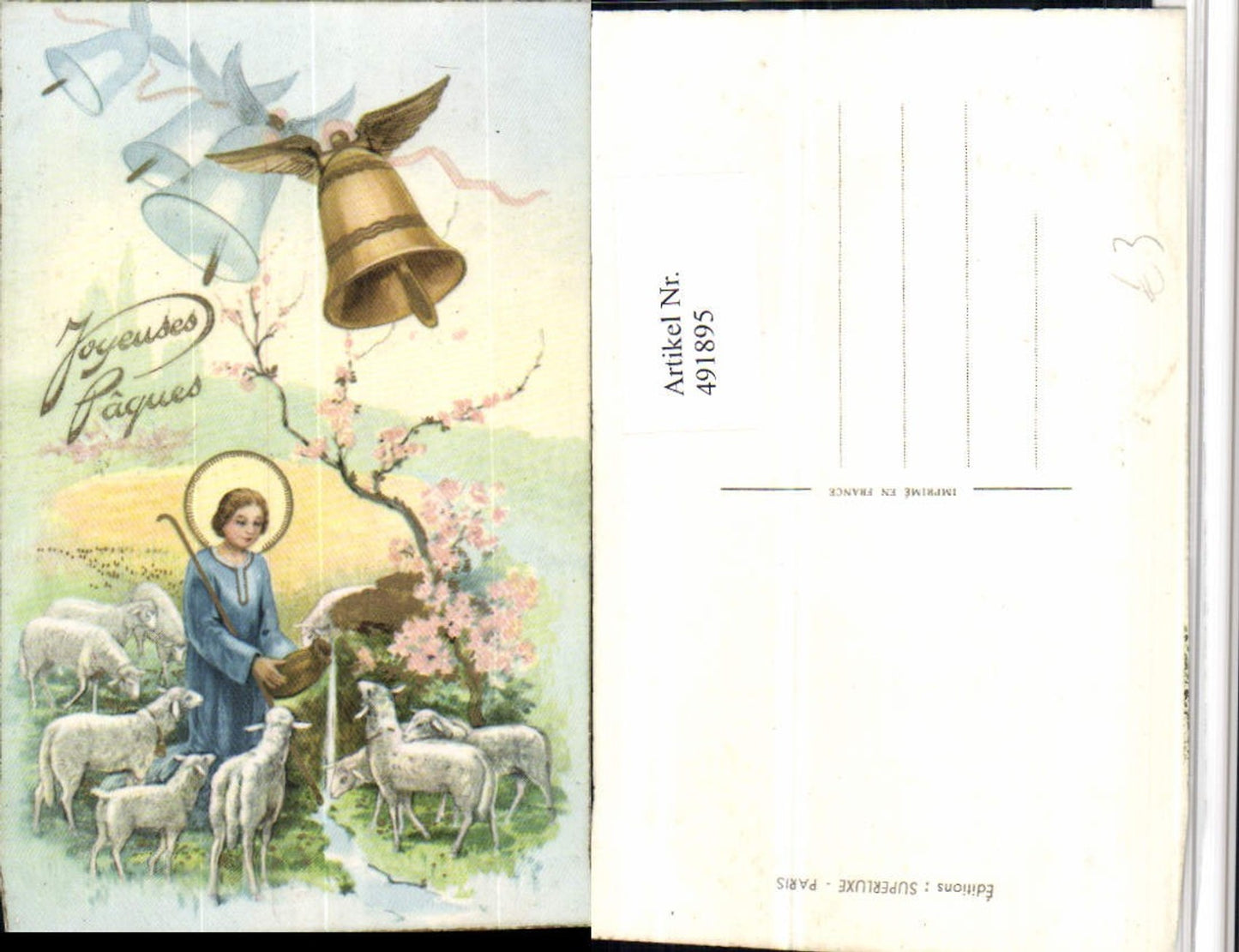 491895,Künstler AK Ostern Jesus Lämmer Glocken