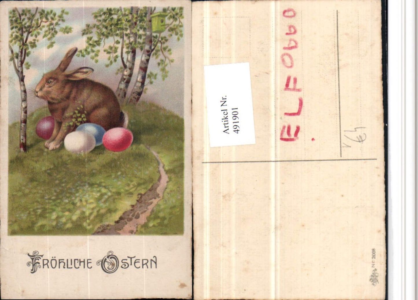 491901,Künstler AK Ostern Osterhase Hase Ostereier pub Erika 2008