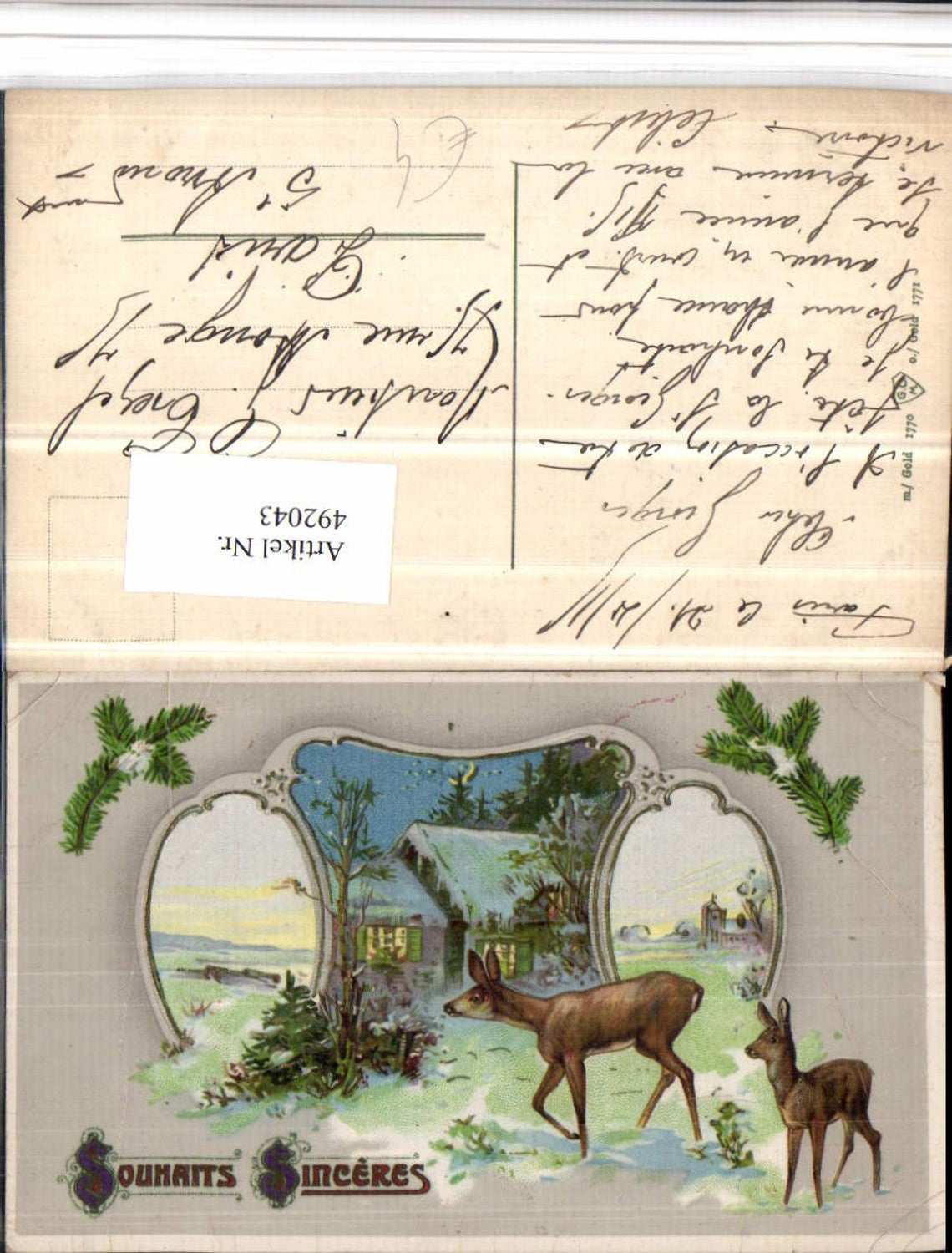492043, Artist AK Souhaits Sinceres Landscape Wildlife Deer