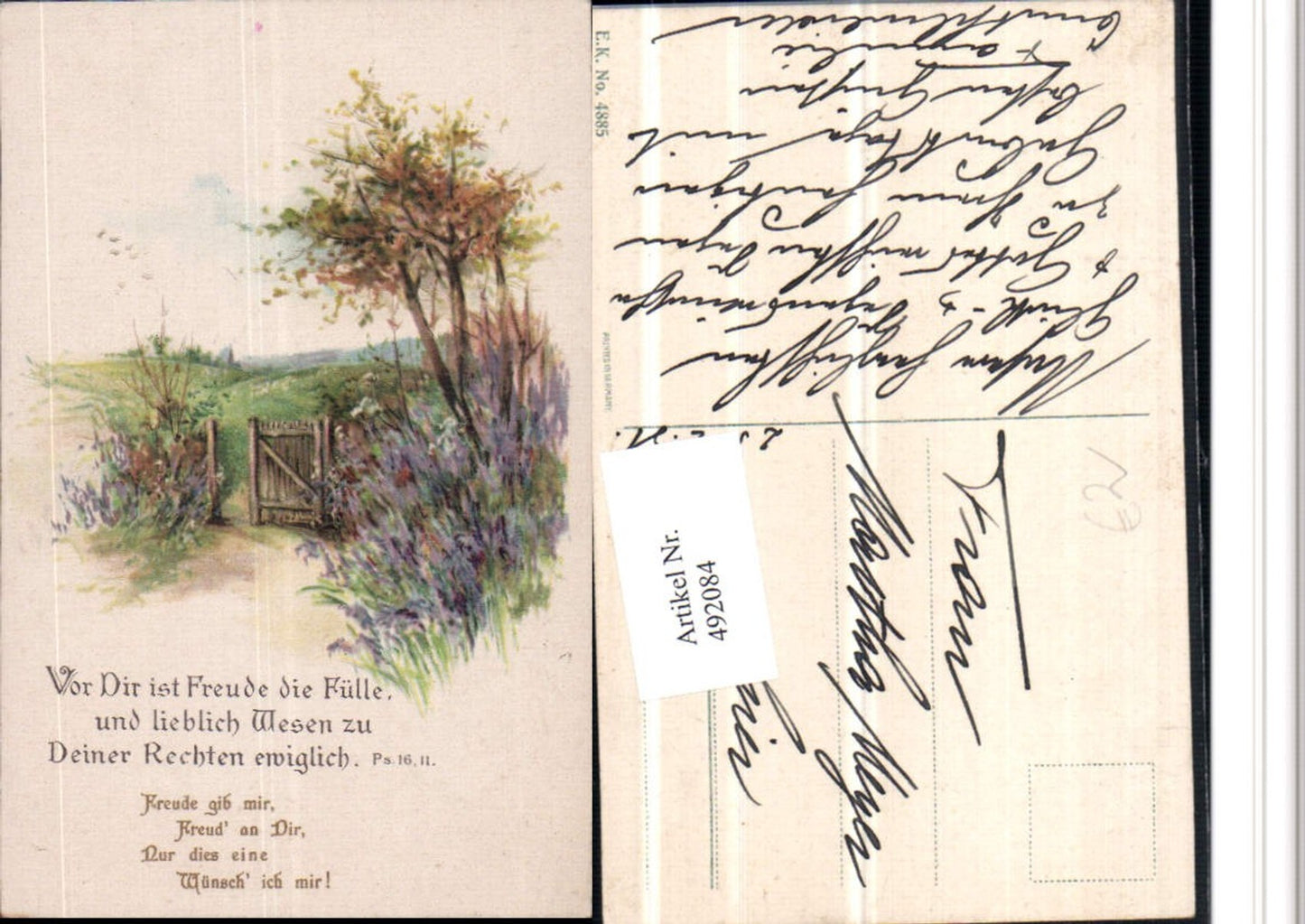 492084,Künstler AK Landschaft Spruch Text