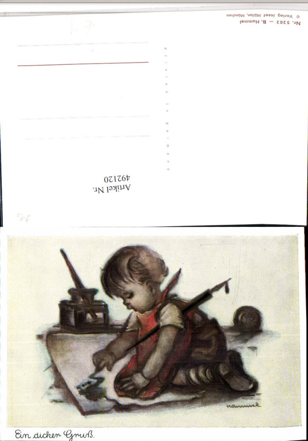 492120,Künstler AK Berta Hummel Kind b. Zeichen Tinte pub Josef Müller 5202