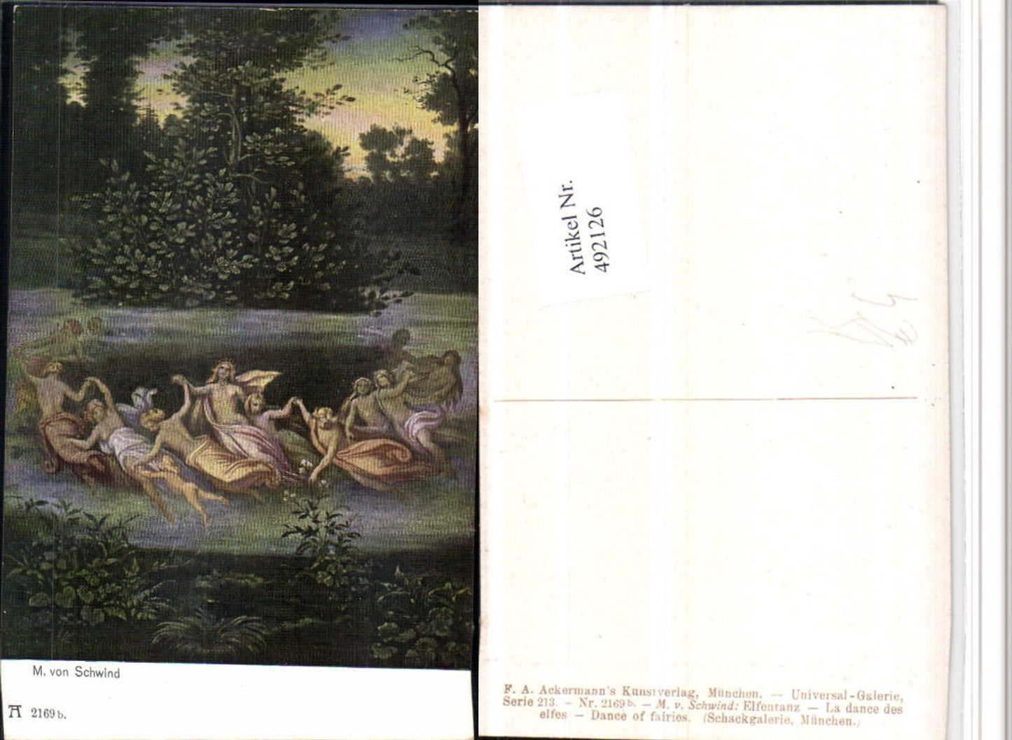 492126,Künstler AK M. v. Schwind Elfentanz Elfen pub Ackermann 2169b