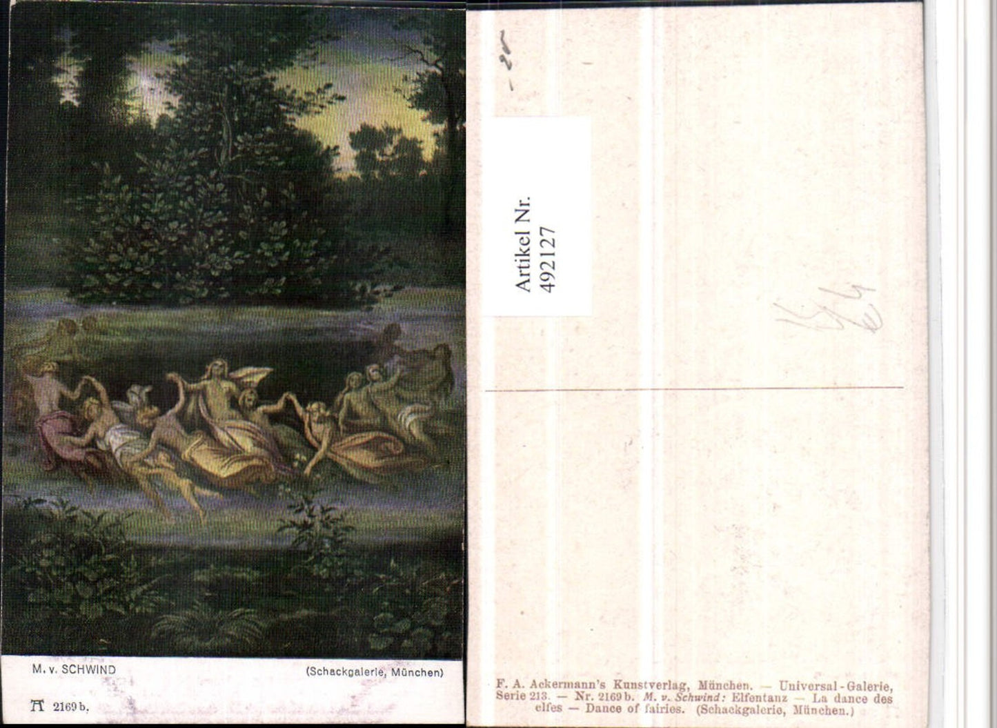 492127,Künstler AK M. v. Schwind Elfentanz Elfen pub Ackermann 2169b