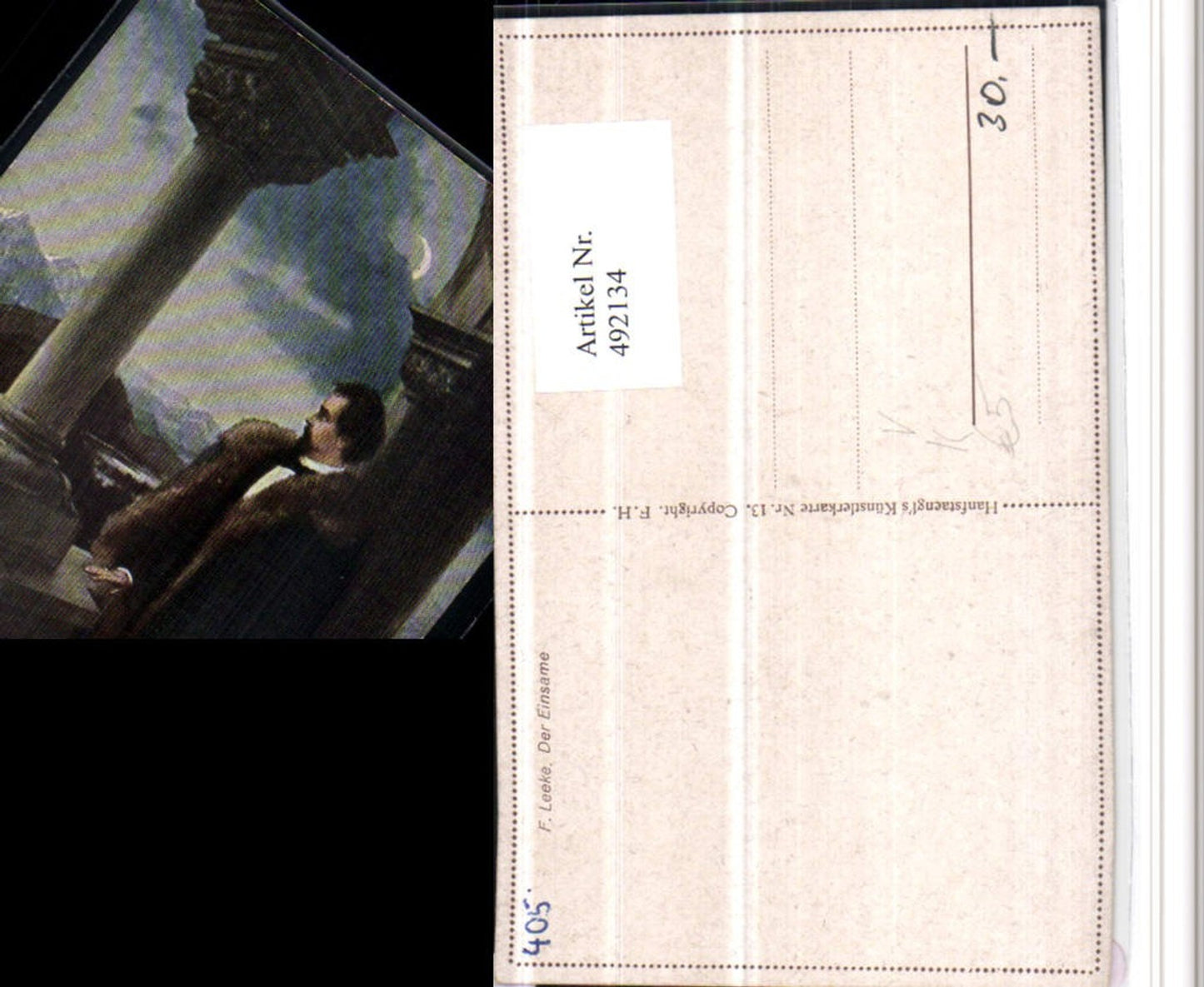 492134,Künstler AK F. Leeke Der Einsame Mann Mantel pub Hanfstaengl 13