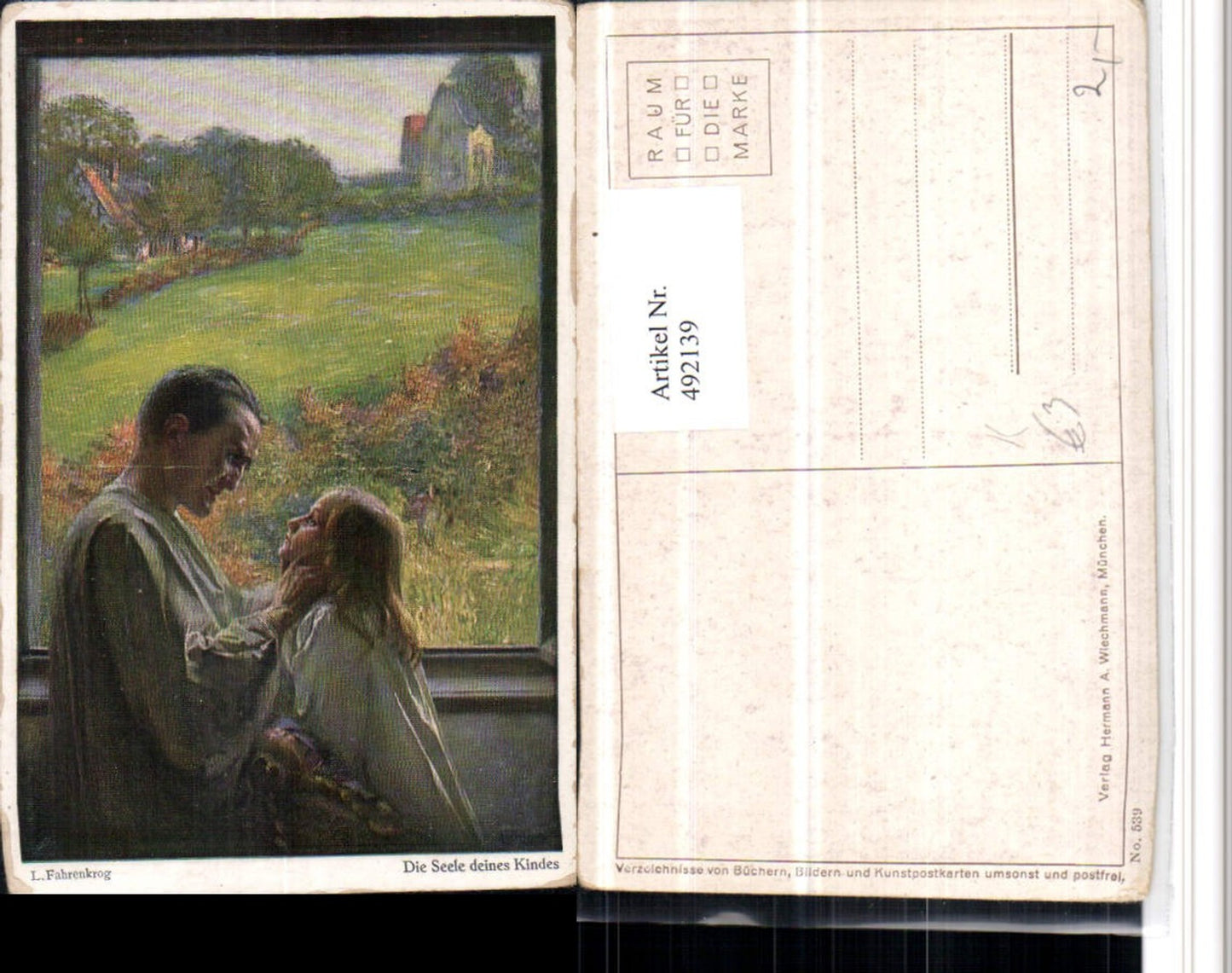 492139,Künstler AK L. Fahrenkrog Seele deines Kindes Vater Landschaft