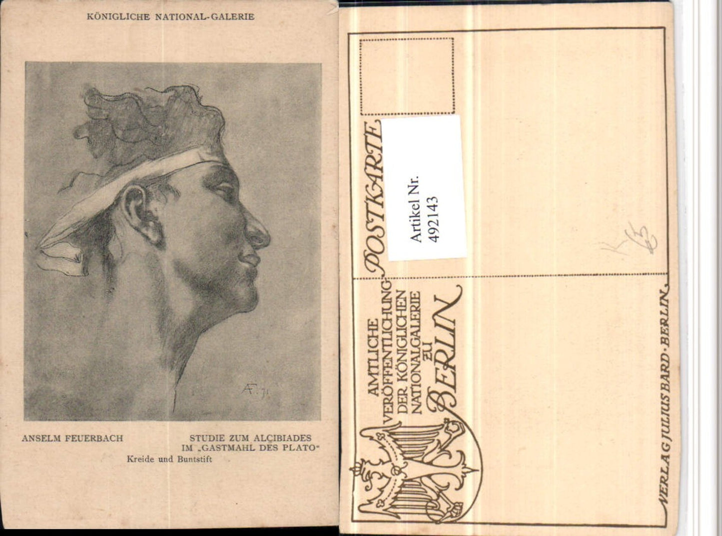 492143,Künstler AK Anselm Feuerbach Studie Alcibiades im Gastmahl des Plato