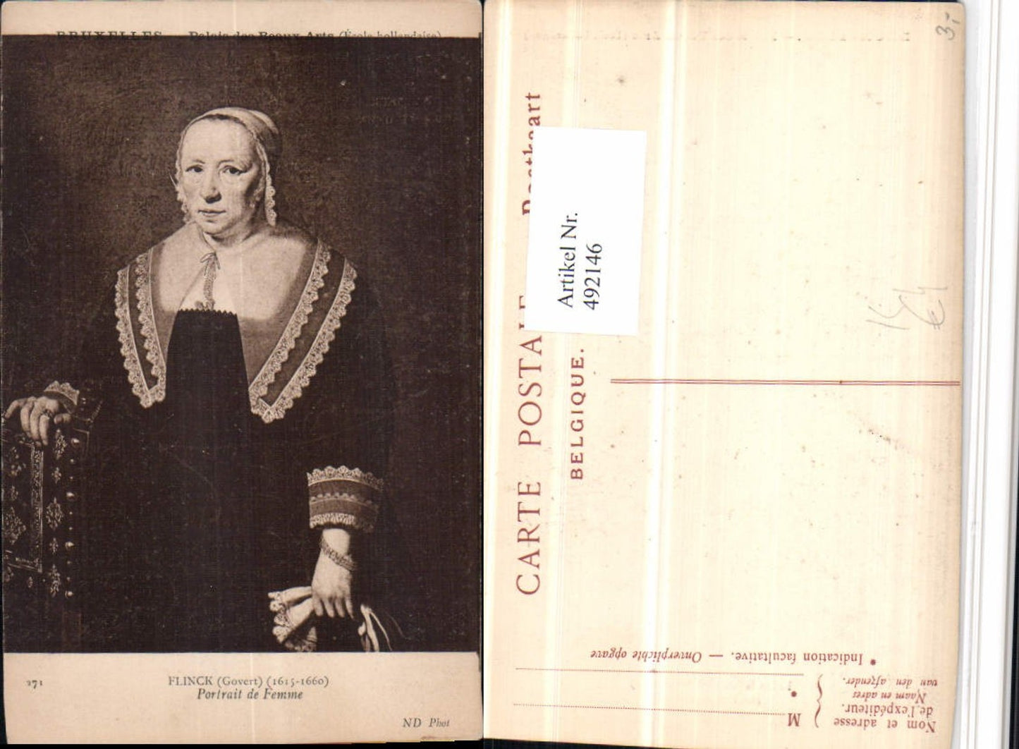 492146,Künstler AK Flink Govert Portrait de Femme Frau