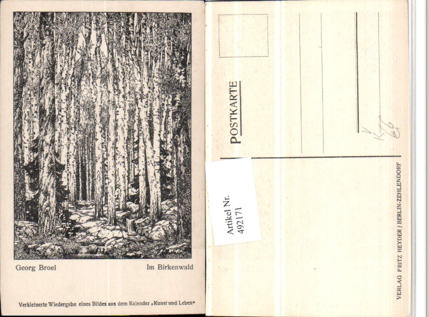 492171,Künstler AK Georg Broel Birkenwald Wald pub Fritz Heyder