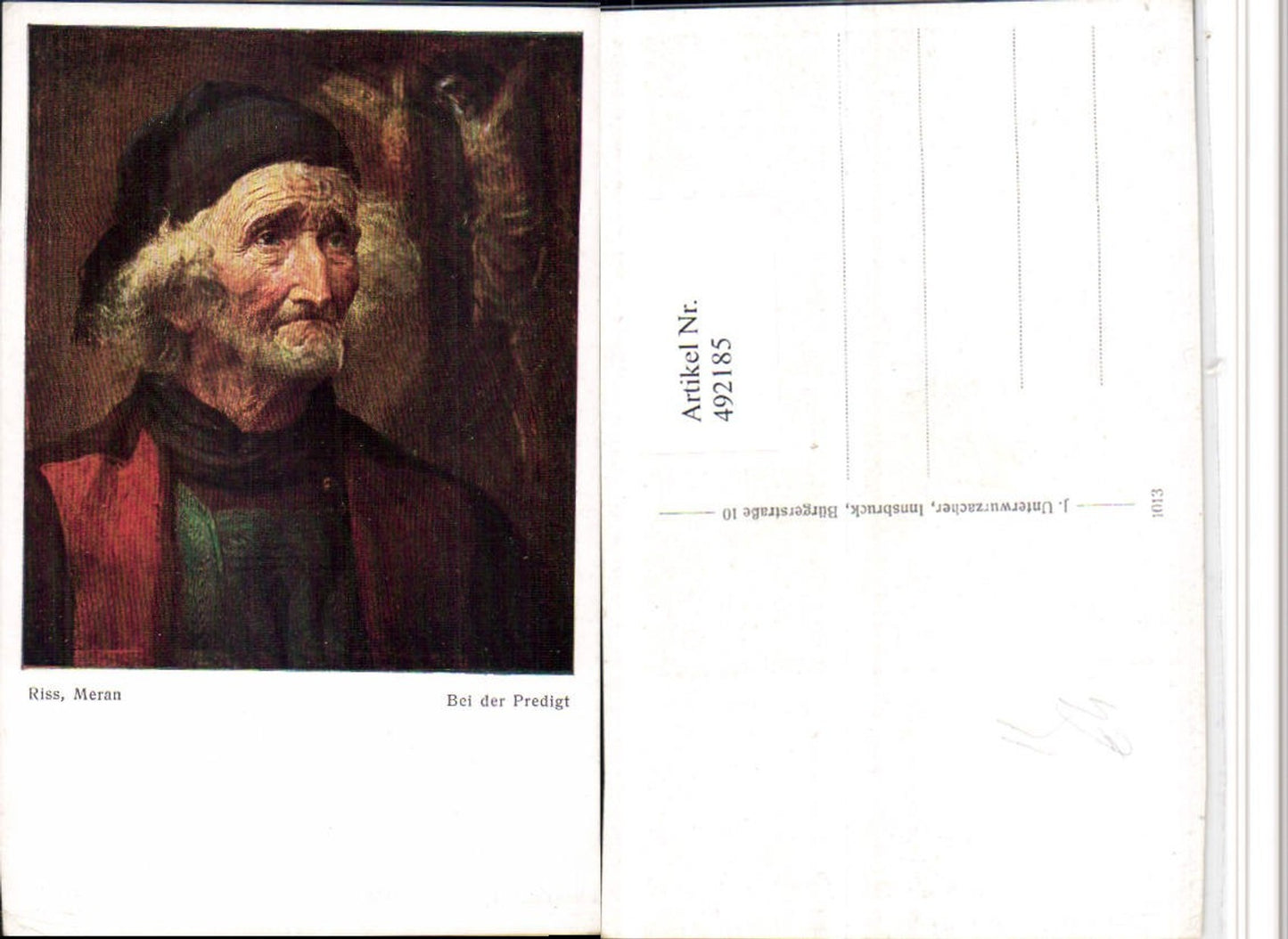 492185,Künstler AK Riss Meran Bei der Predigt Mann Portrait