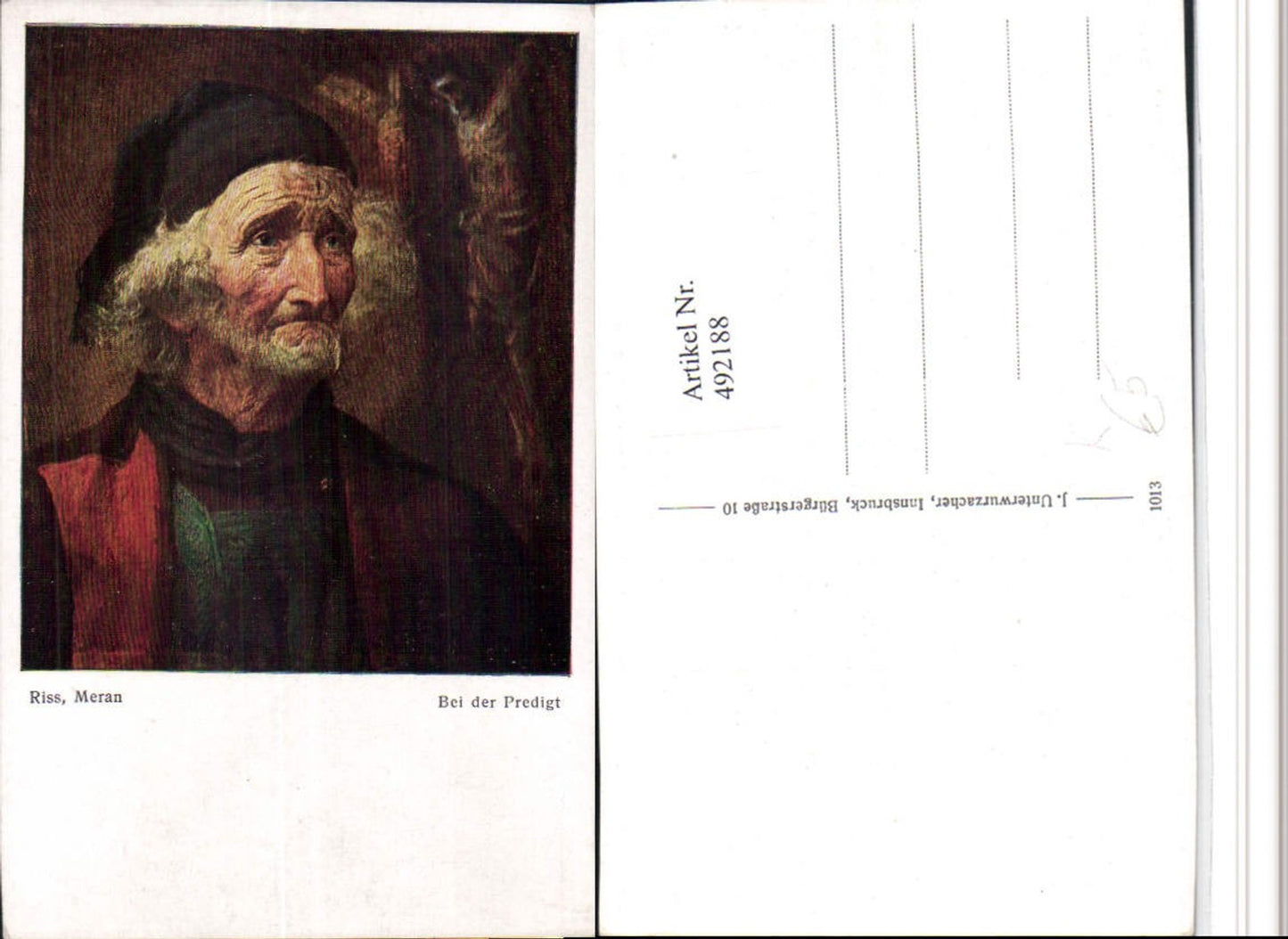 492188,Künstler AK Riss Meran Bei der Predigt Mann Portrait