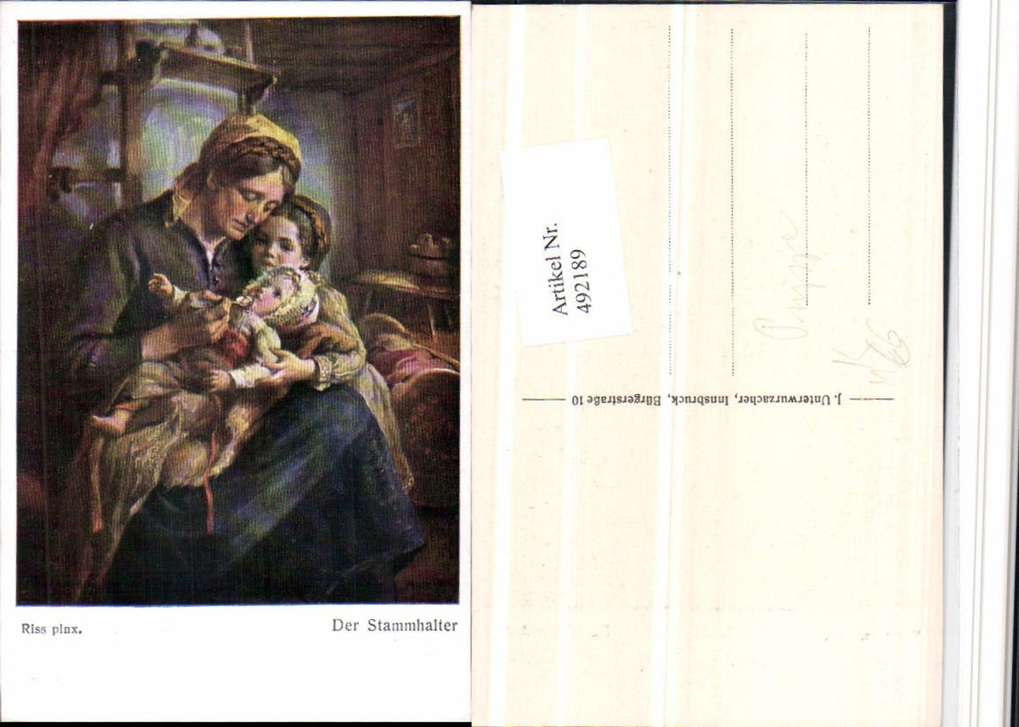 492189,Künstler AK Riss Stammhalter Frau Mutter Kind Baby
