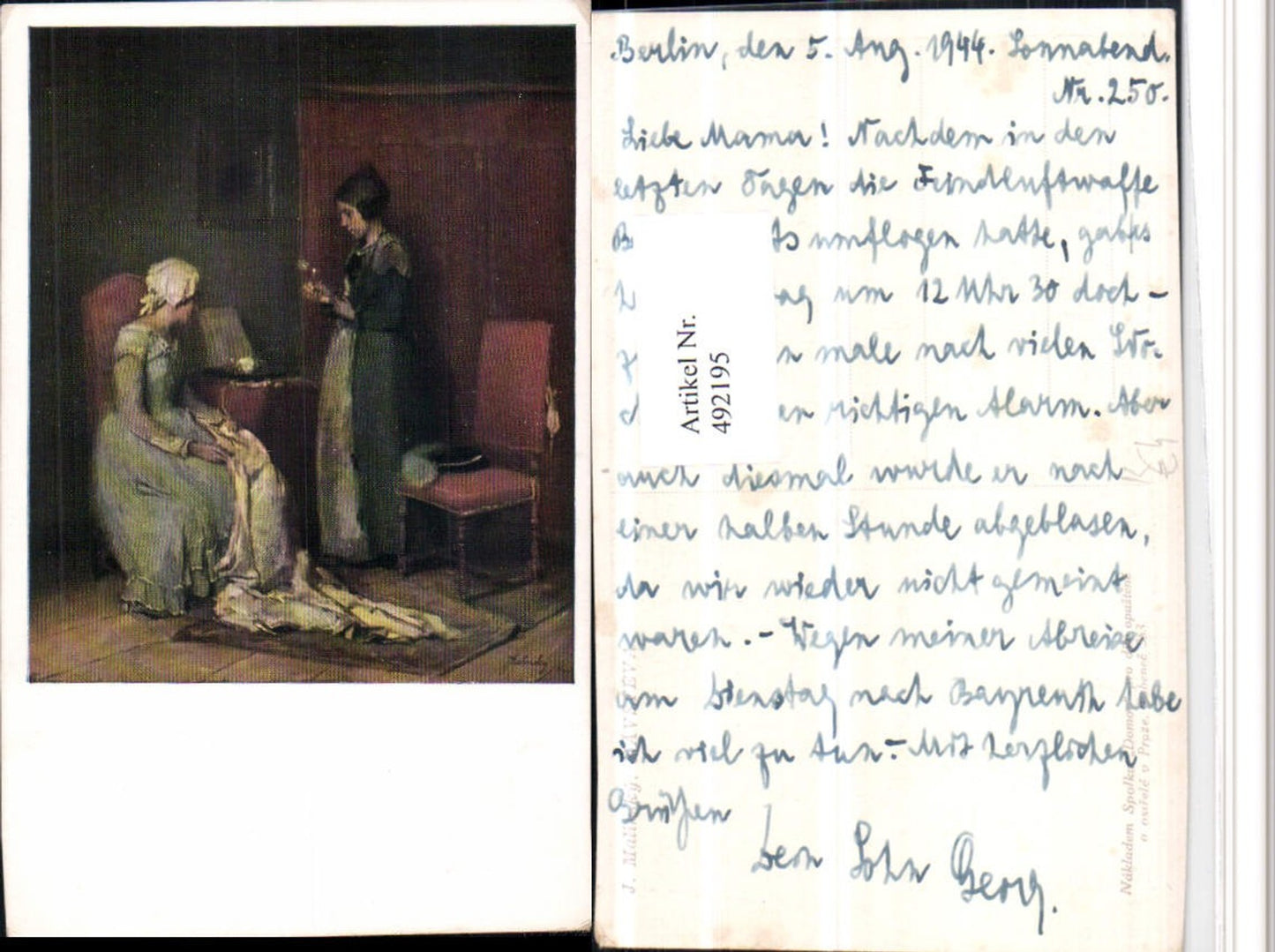 492195,Künstler AK J. Malinsky Navsteva Besuch Frauen Stuhl Sessel