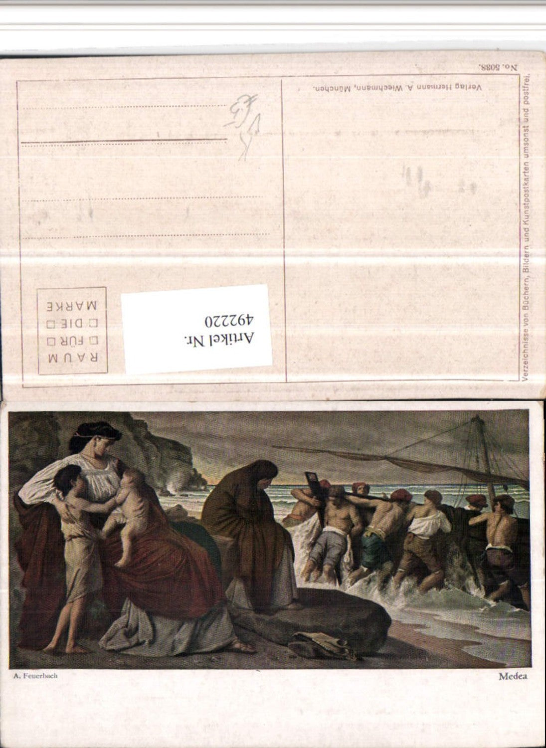 492220,Künstler AK A. Feuerbach Medea Segelschiff pub A. Wiechmann 5038