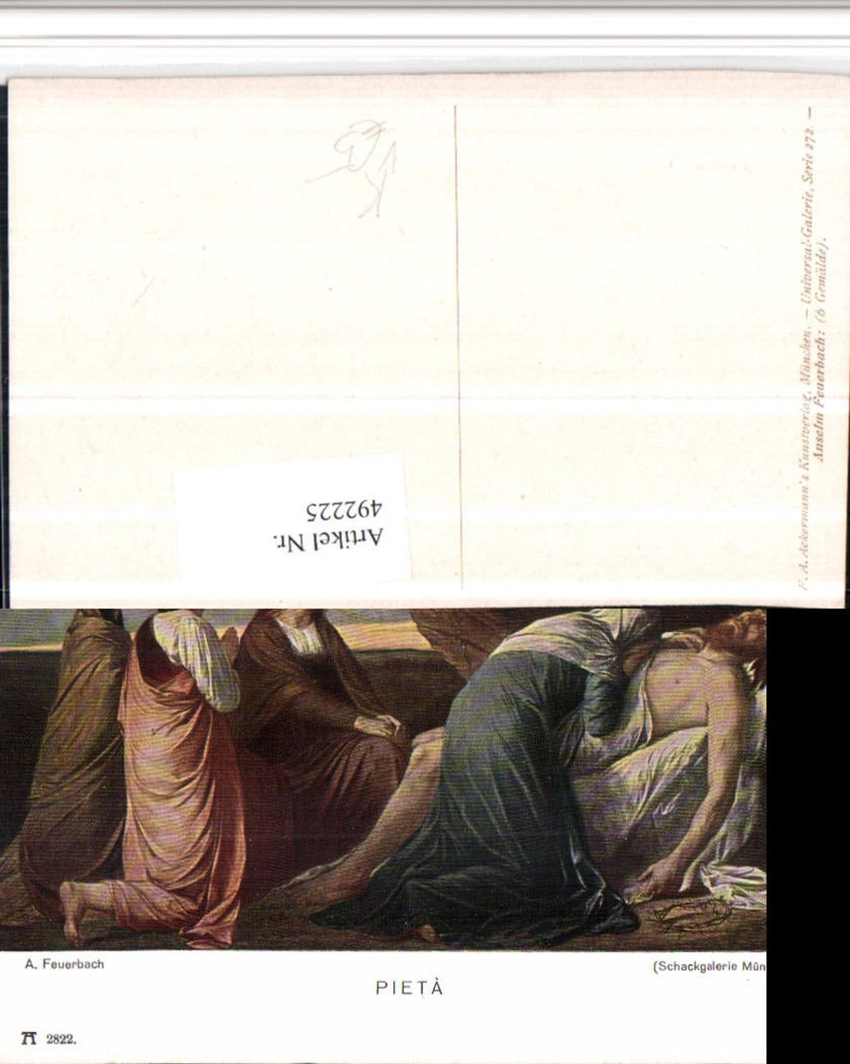 492225,Künstler AK A. Feuerbach Pieta Tod Trauer pub Ackermann 2822