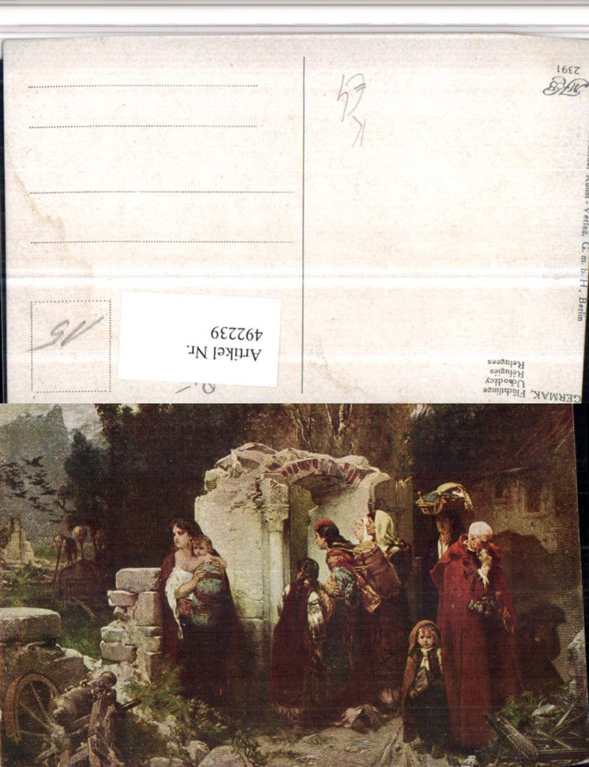 492239,Künstler AK Germak Flüchtlinge Familie Ruine