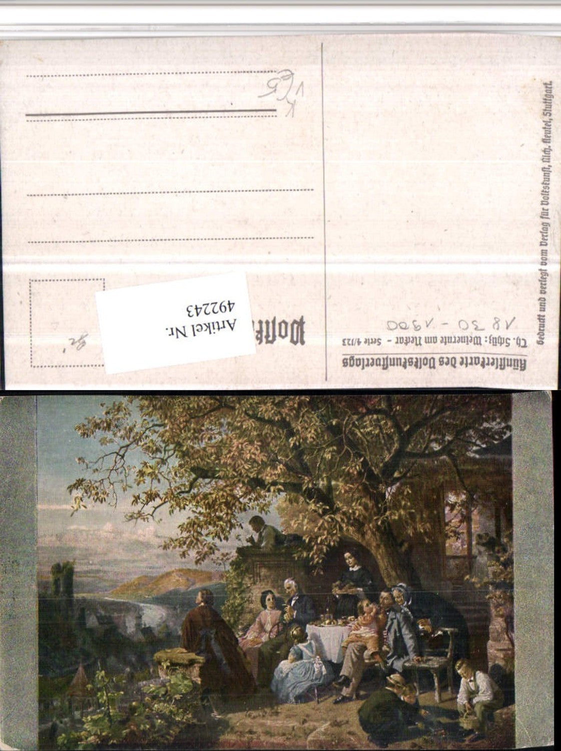 492243, Artist AK Th. Schütz Wine Harvest on the Neckar pub Volkskunstverlag 4/123