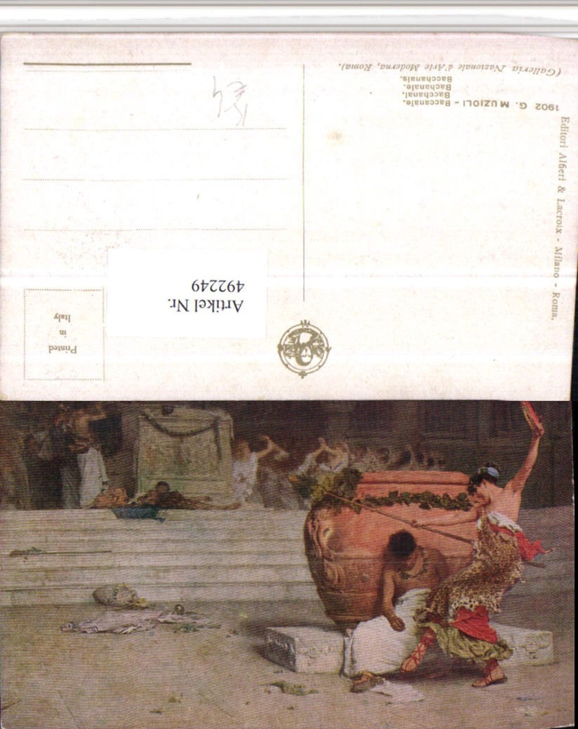 492249,Künstler AK G. Muzioli Baccanale Bacchanal Fest Römer