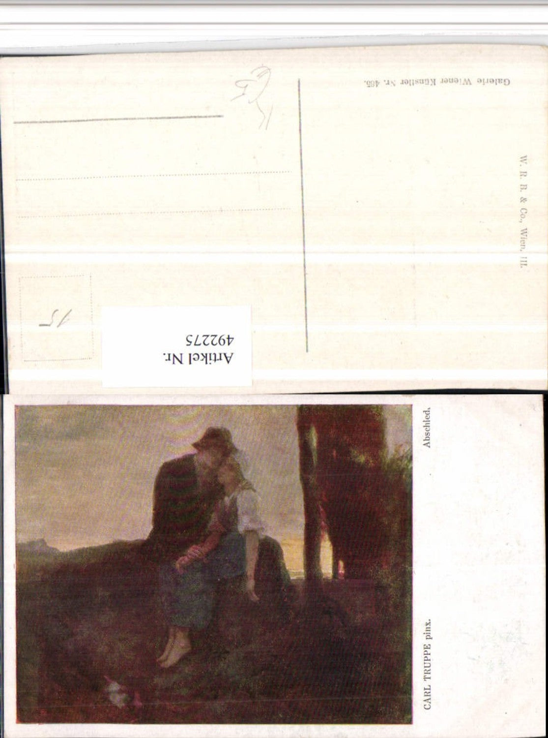 492275,Künstler AK Carl Truppe Abschied Liebe Paar