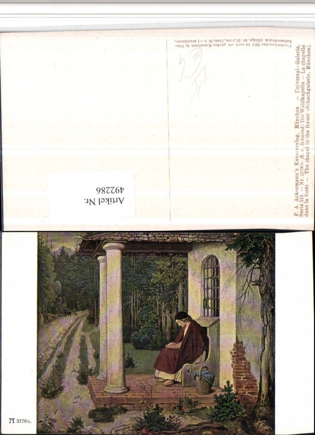 492286,Künstler AK M. v. Schwind Waldkapelle pub Ackermann 2176b