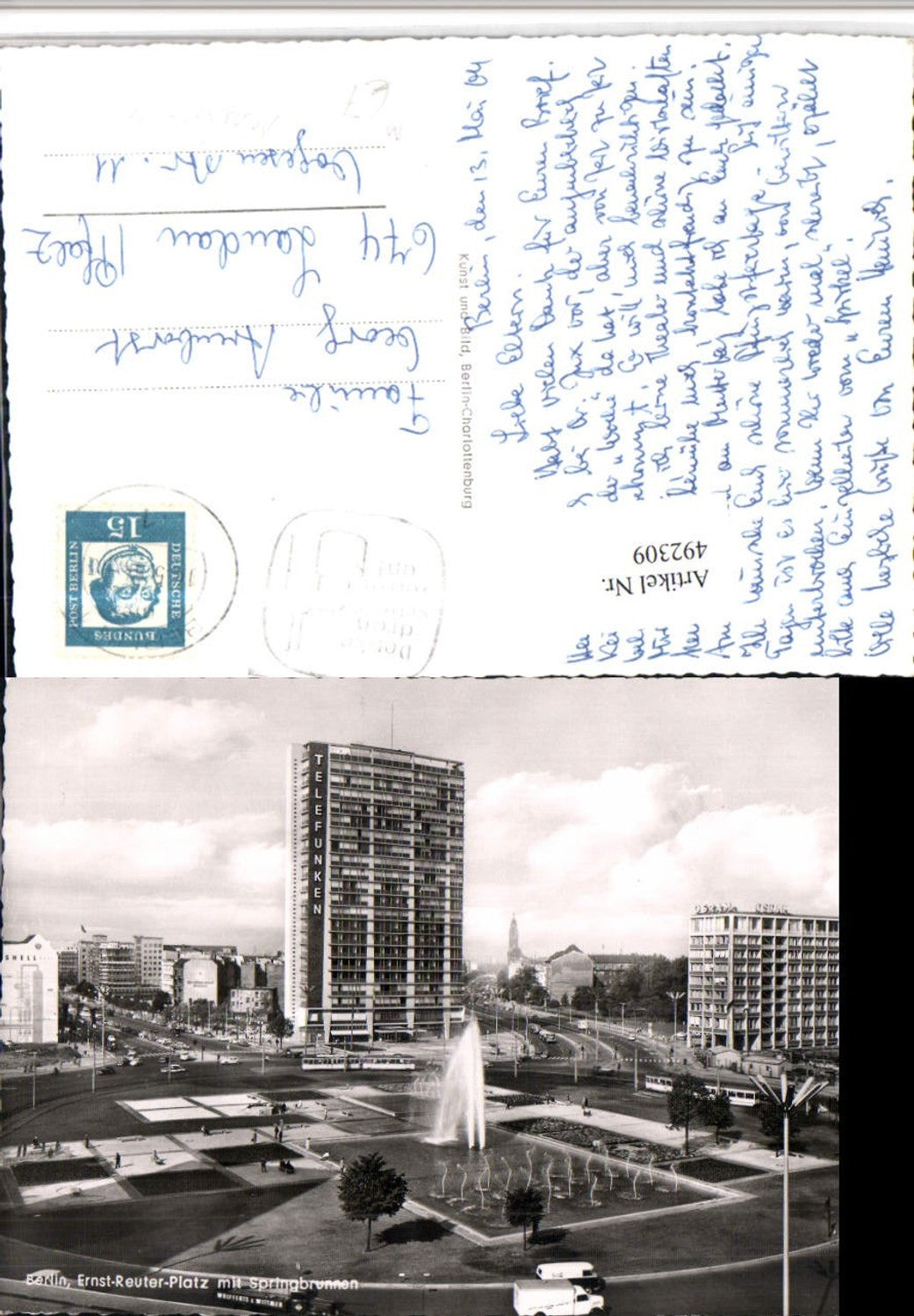 492309,Berlin Ernst-Reuter-Platz m. Springbrunnen Kreisverkehr