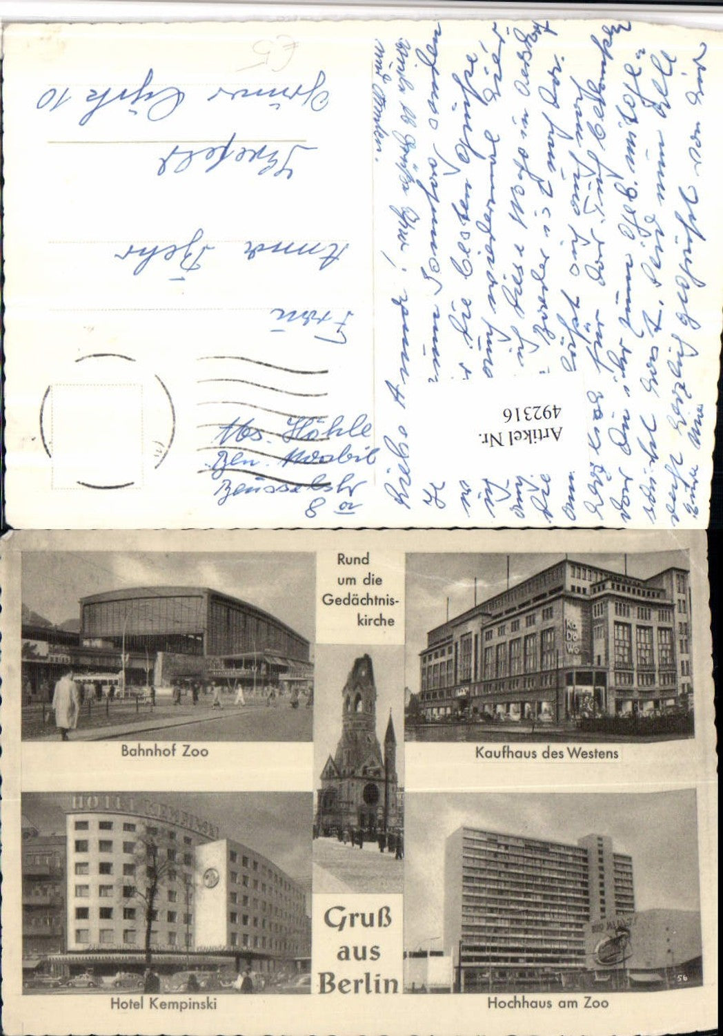492316,Berlin Gedächtniskirche Bahnhof Zoo Kaufhaus Hotel Mehrbildkarte