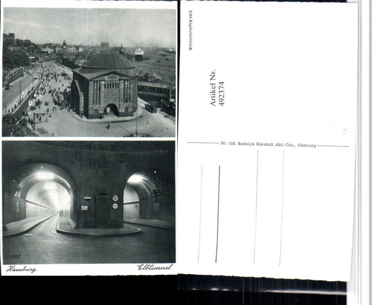 492374,Hamburg Elbtunnel Querschnitt Mehrbildkarte