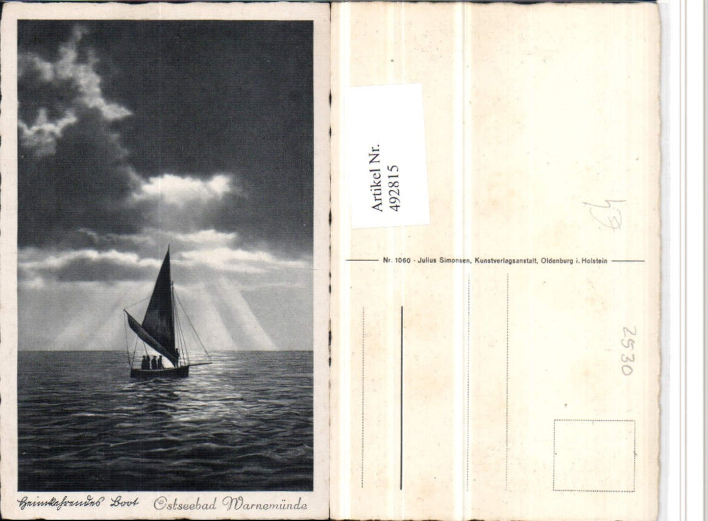 492815,Ostseebad Warnemünde b. Rostock Heimkehrendes Boot