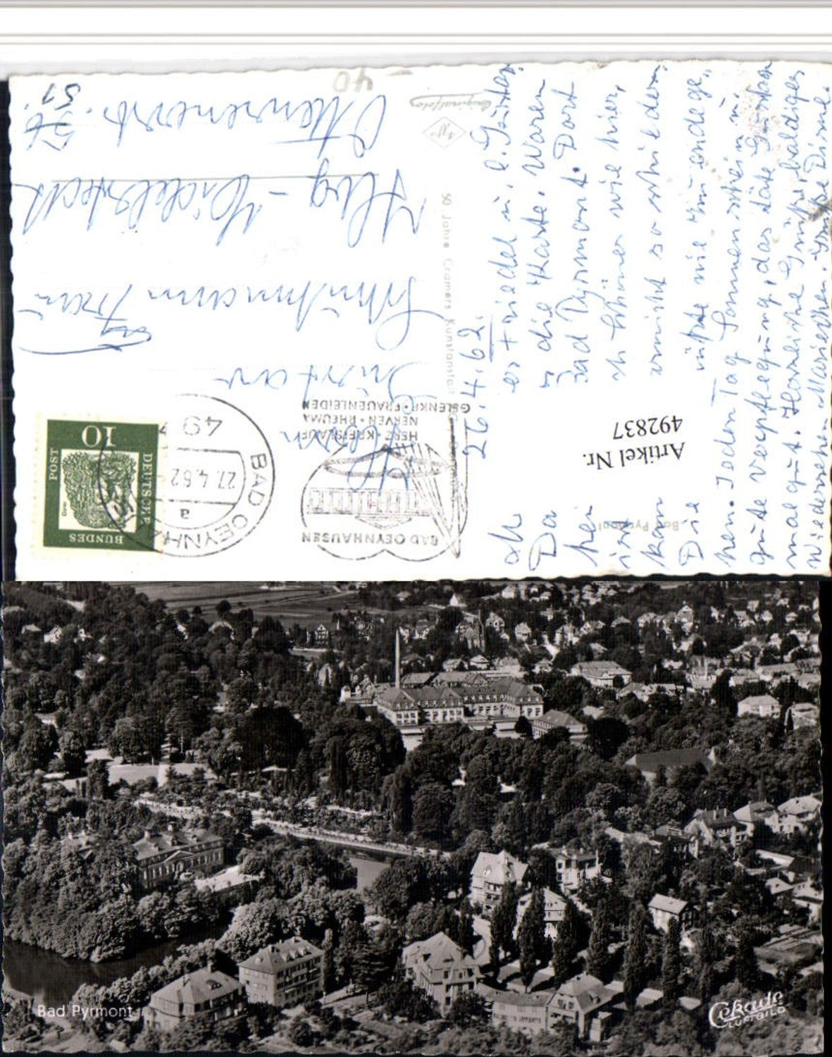 492837,Bad Pyrmont Teilansicht Fliegeraufnahme