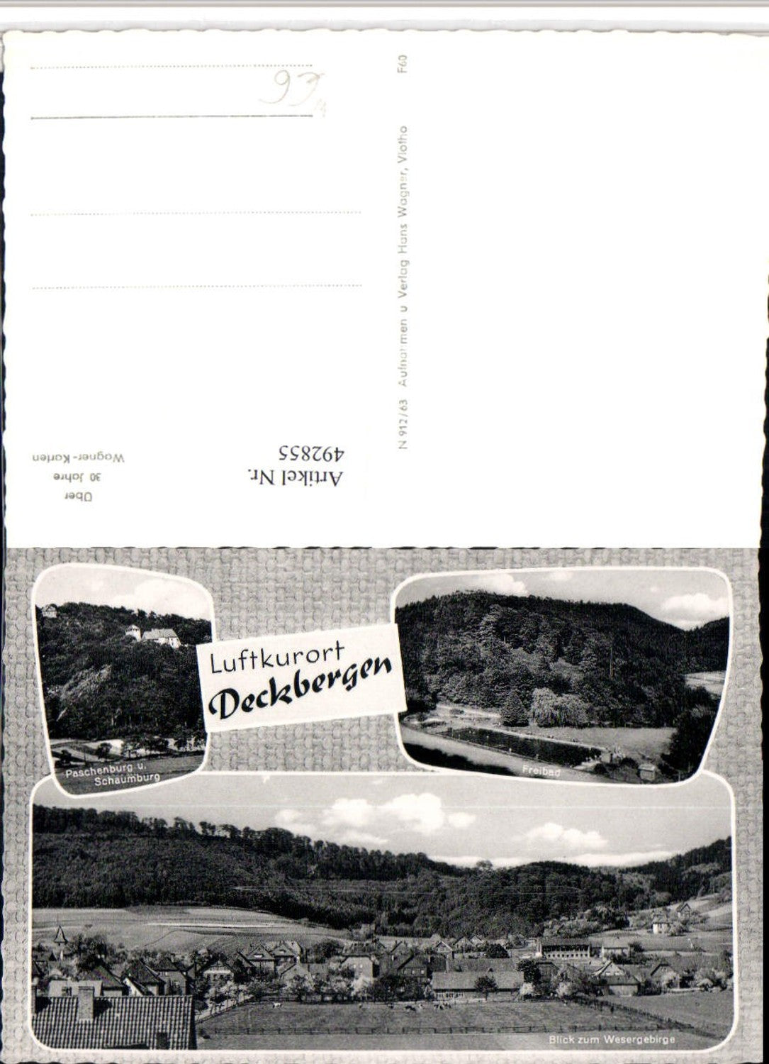 492855,Deckbergen b. Rinteln Totale Freibad Paschenburg Mehrbildkarte