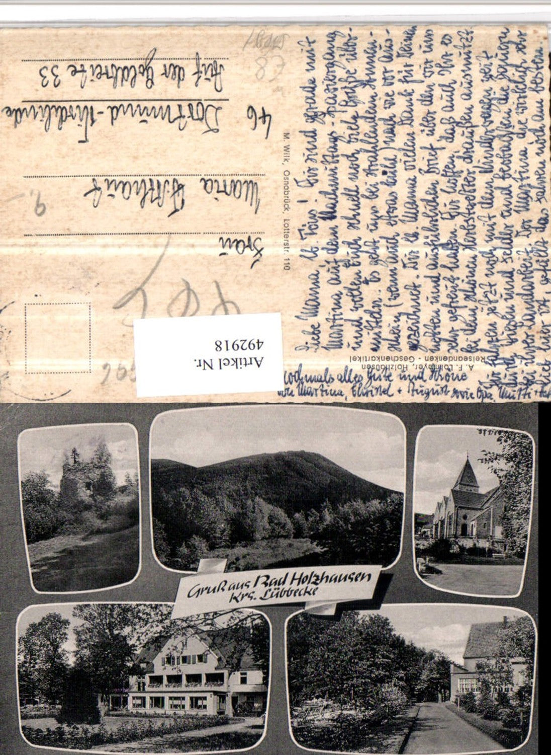 492918,Bad Holzhausen Kirche Haus Ruine Mehrbildkarte