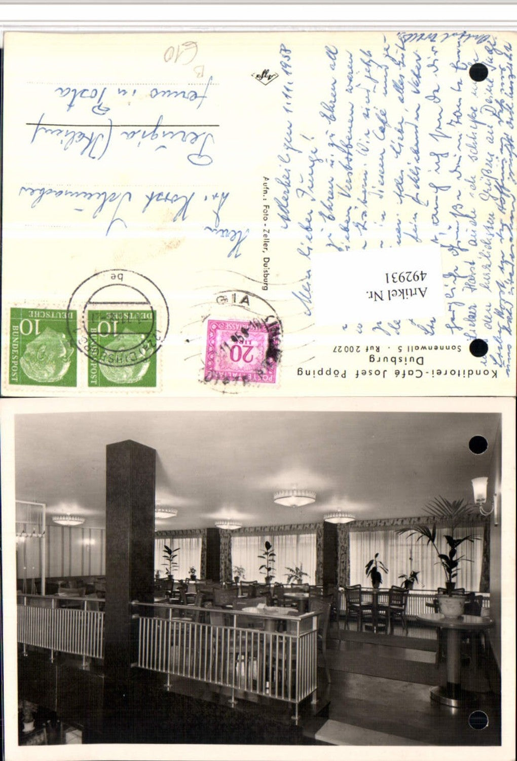 492931,Duisburg Konditorei Cafe Josef Pöpping Innenansicht