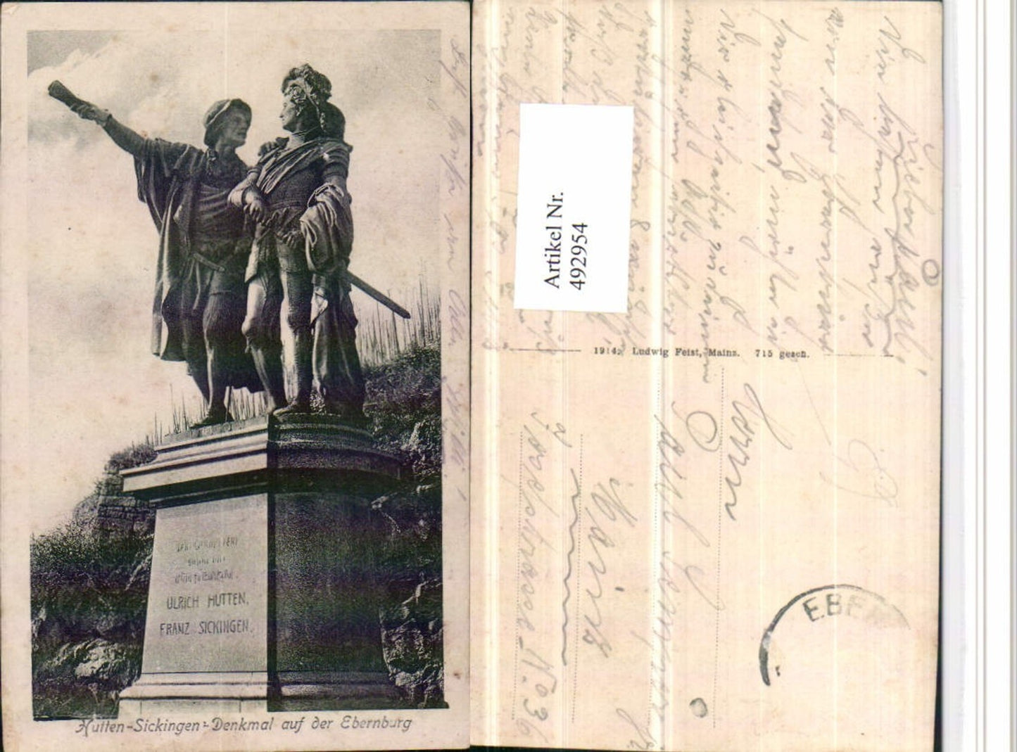 492954,Bad Münster am Stein Ebernburg Hutten-Sickingen-Denkmal