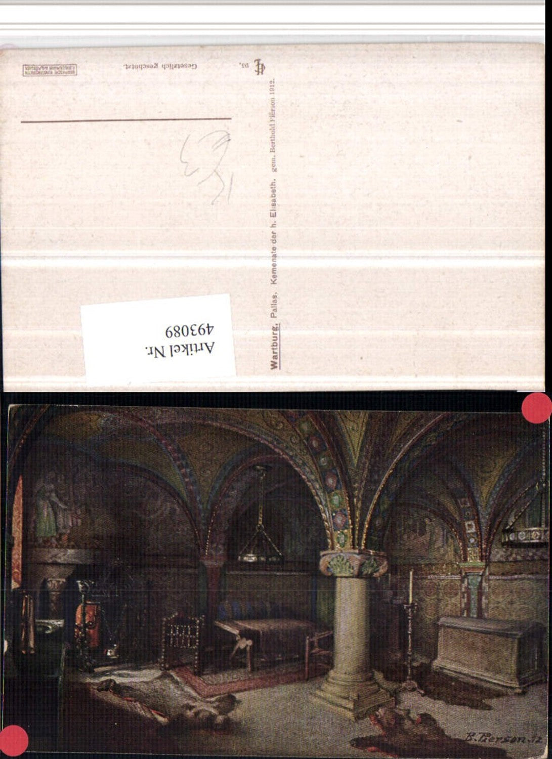 493089, Artist AK B. Pierson Eisenach Wartburg Kemenate hl. Elisabeth