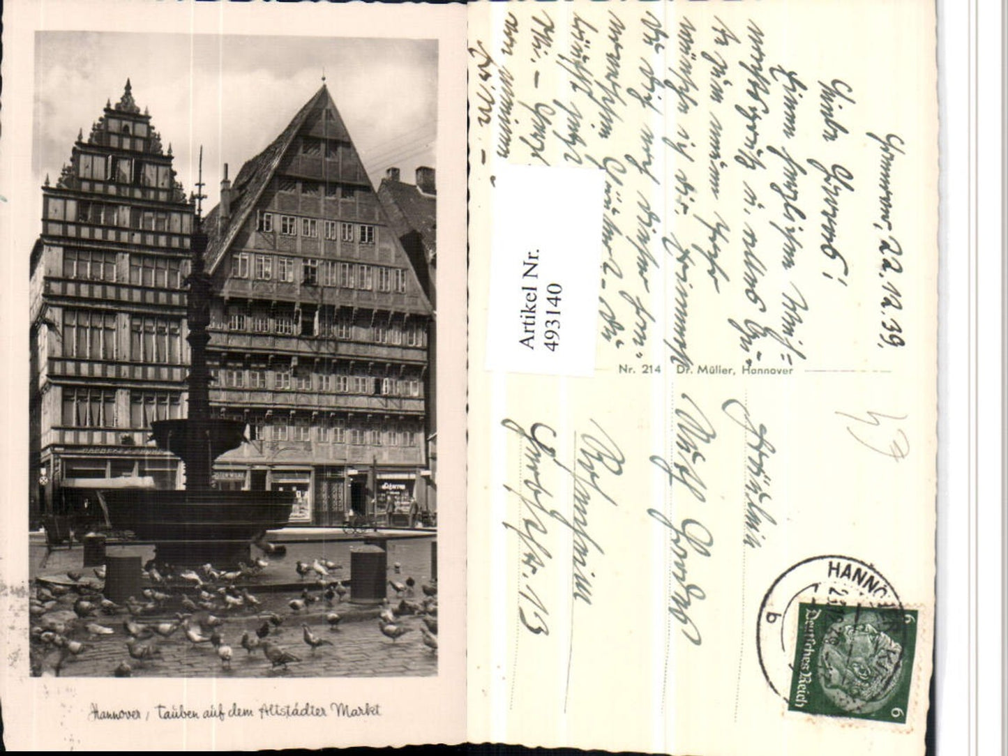 493140,Hannover Tauben auf dem Altstädter Markt Brunnen