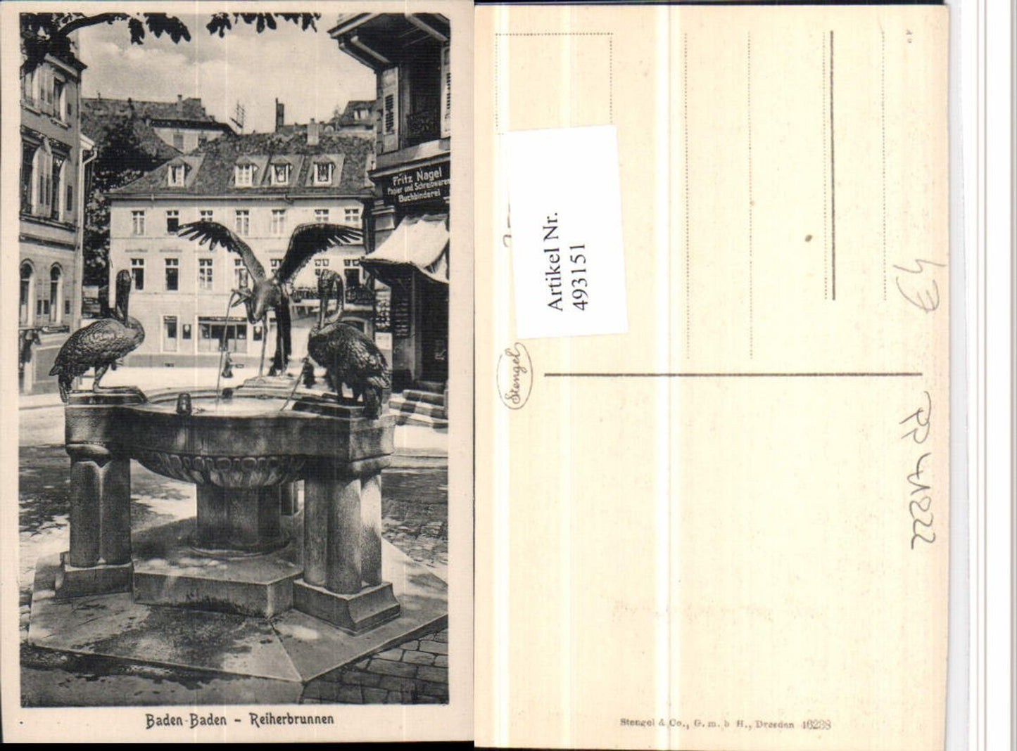 493151,Baden-Baden Reiherbrunnen Brunnen pub Stengel & Co 46238