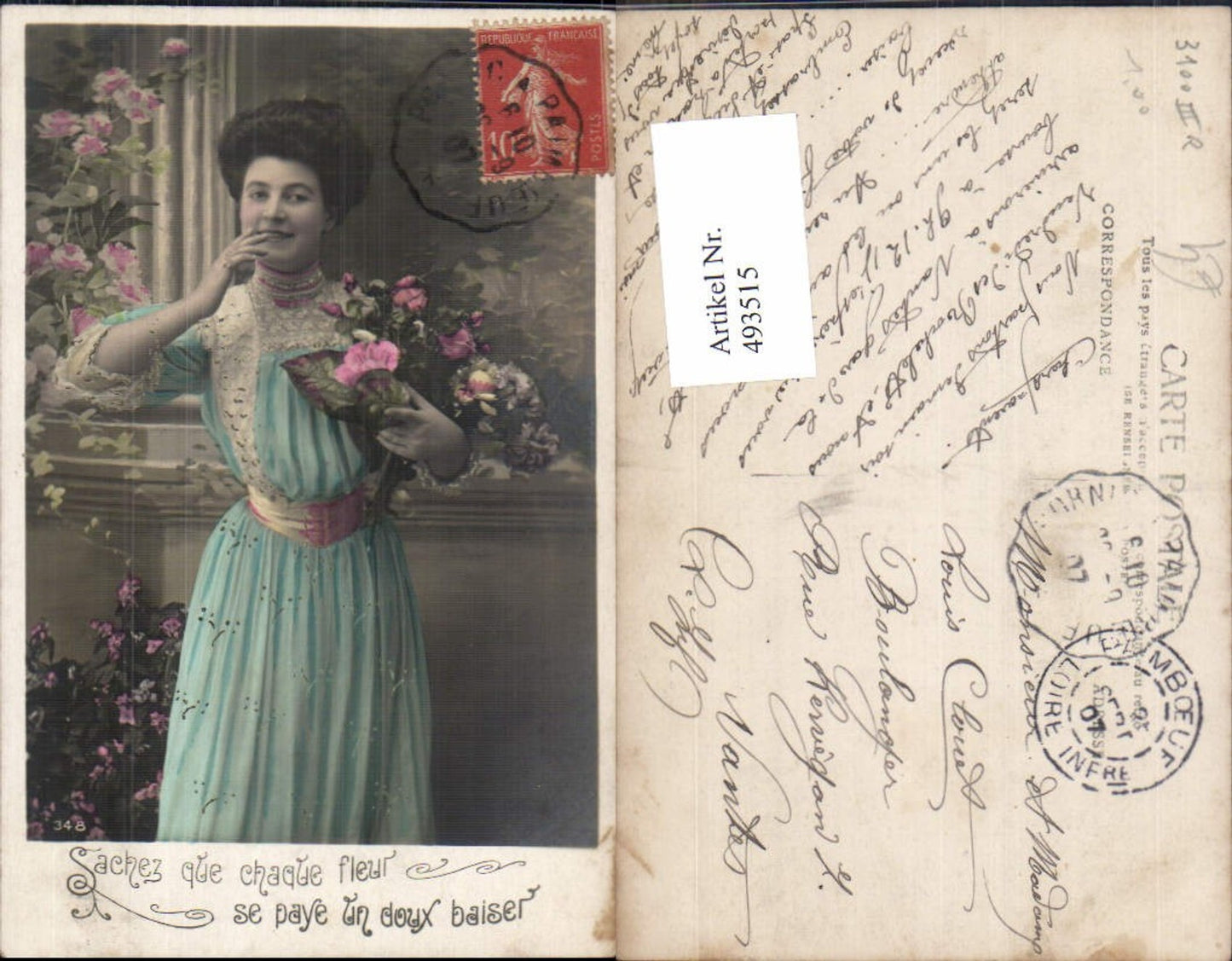 493515, Woman Dress Bouquet Text