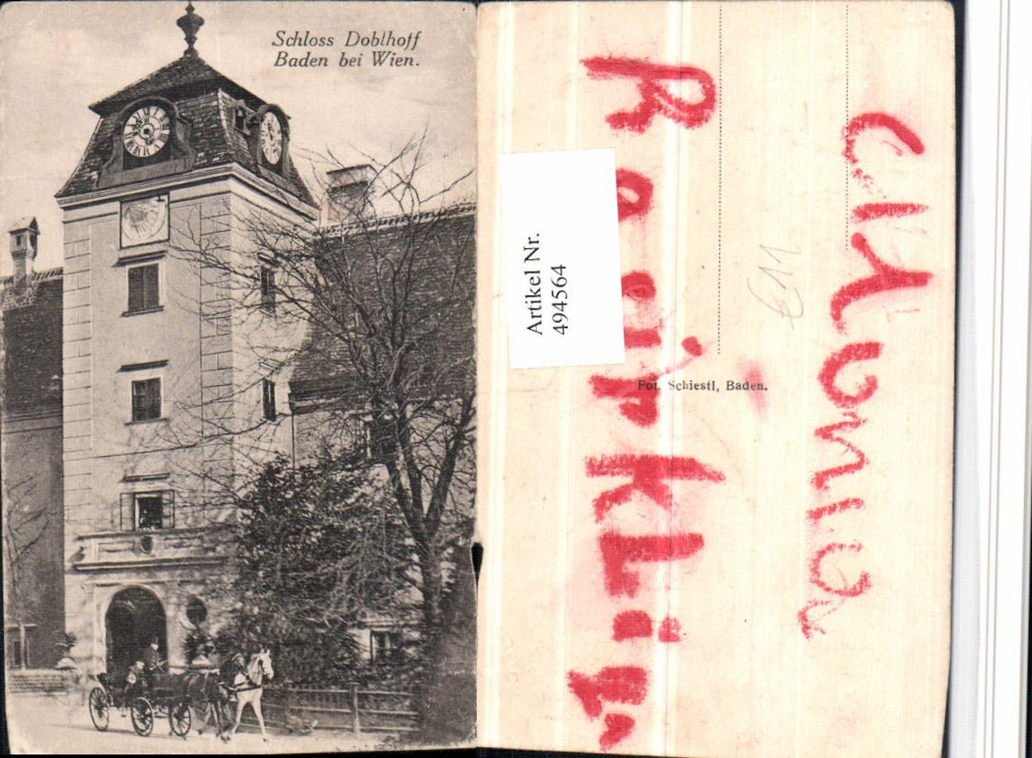 494564,Baden b. Wien Schloss Doblhoff Turm Kutsche