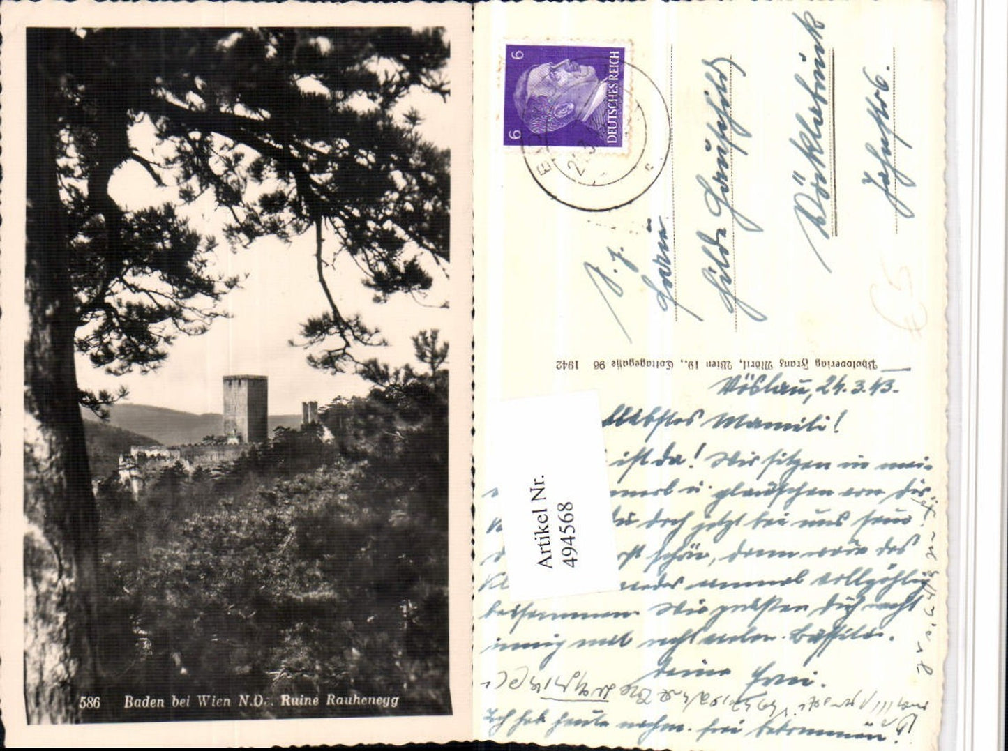 494568,Baden b. Wien Ruine Rauhenegg Rauheneck