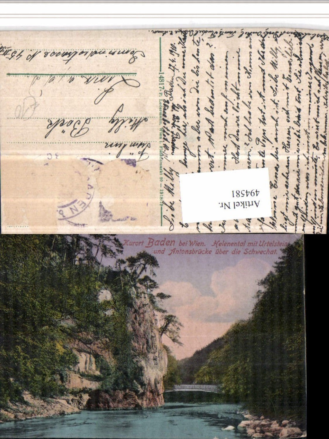 494581,Baden b. Wien Helenental m. Urtelstein u. Antonsbrücke
