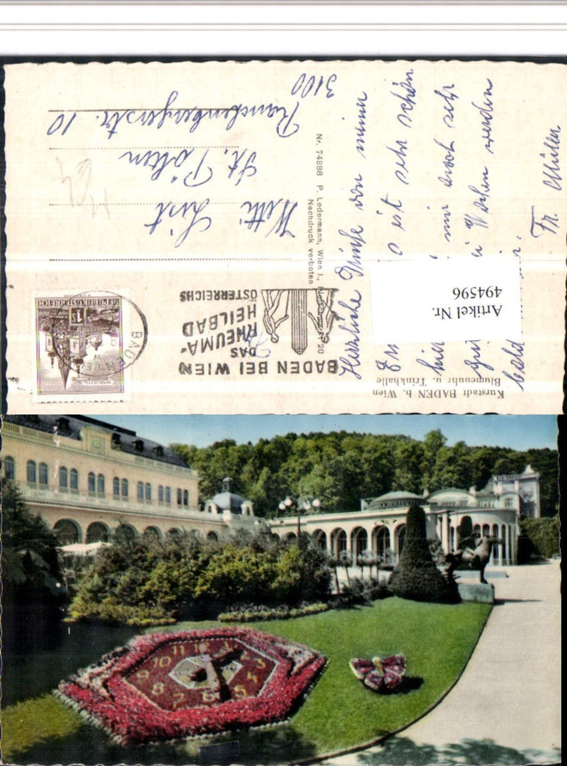 494596,Baden b. Wien Blumenuhr u. Trinkhalle