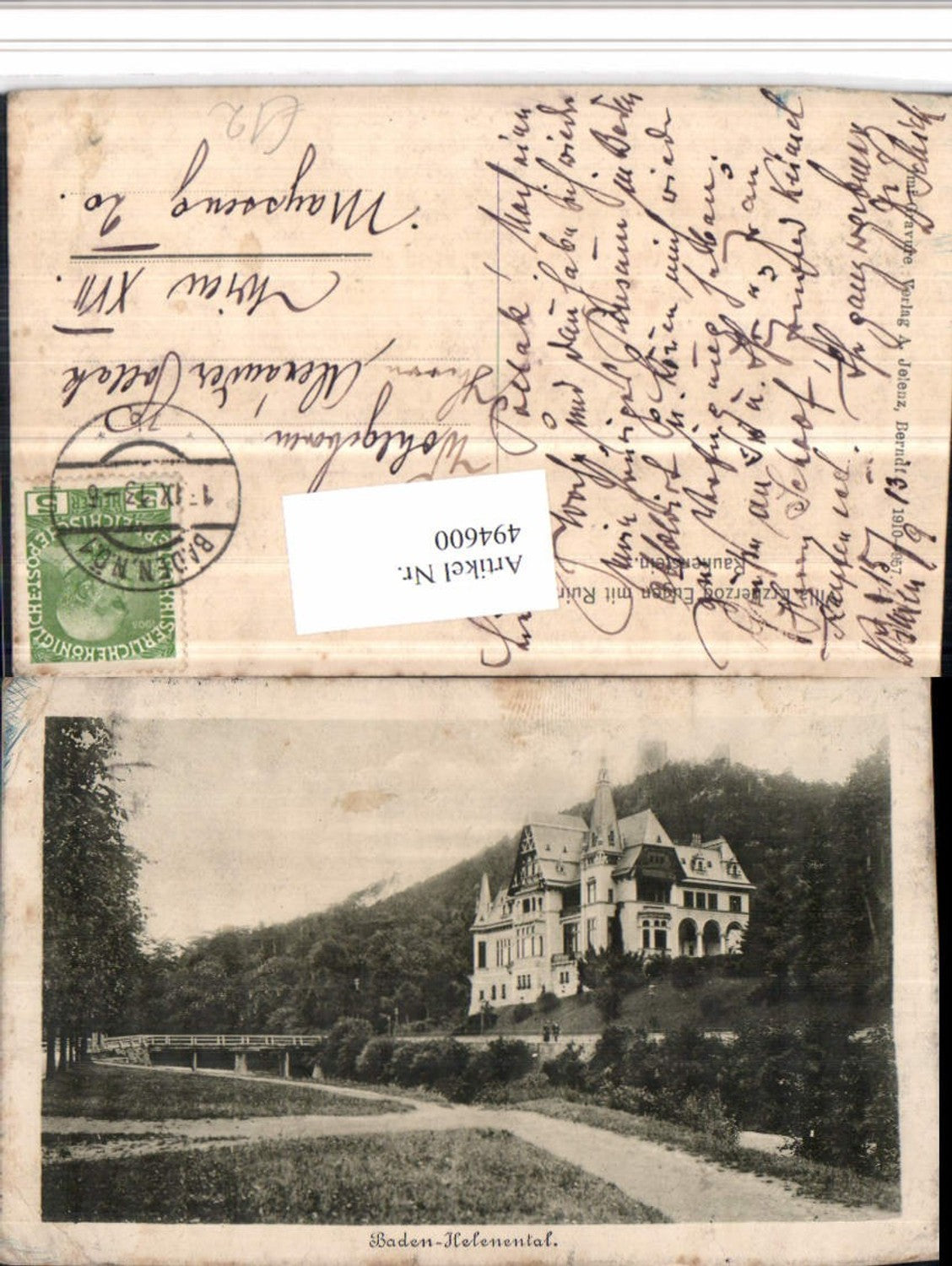 494600,Baden Helenental Villa Erzherzog Eugen m. Ruine Rauhenstein