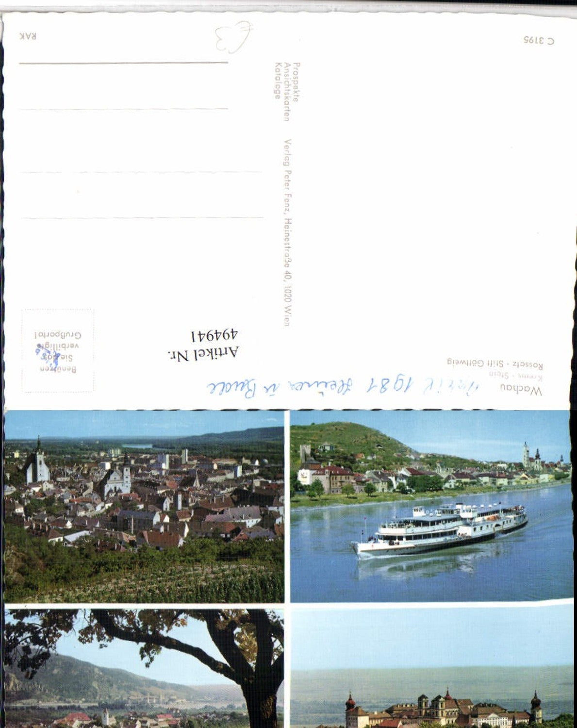 4947941,Krems an d. Donau Stein Rossatz Totale Stift Göttweig Mehrbildkarte