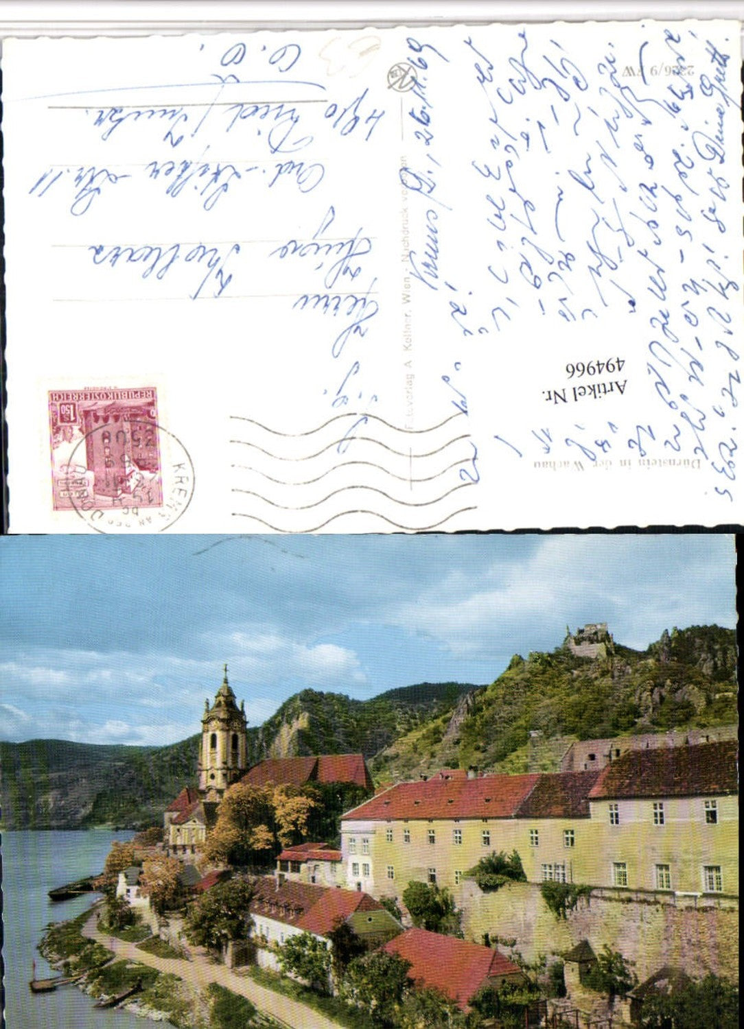 4947966,Dürnstein in d. Wachau Teilansicht Kirche m. Ruine