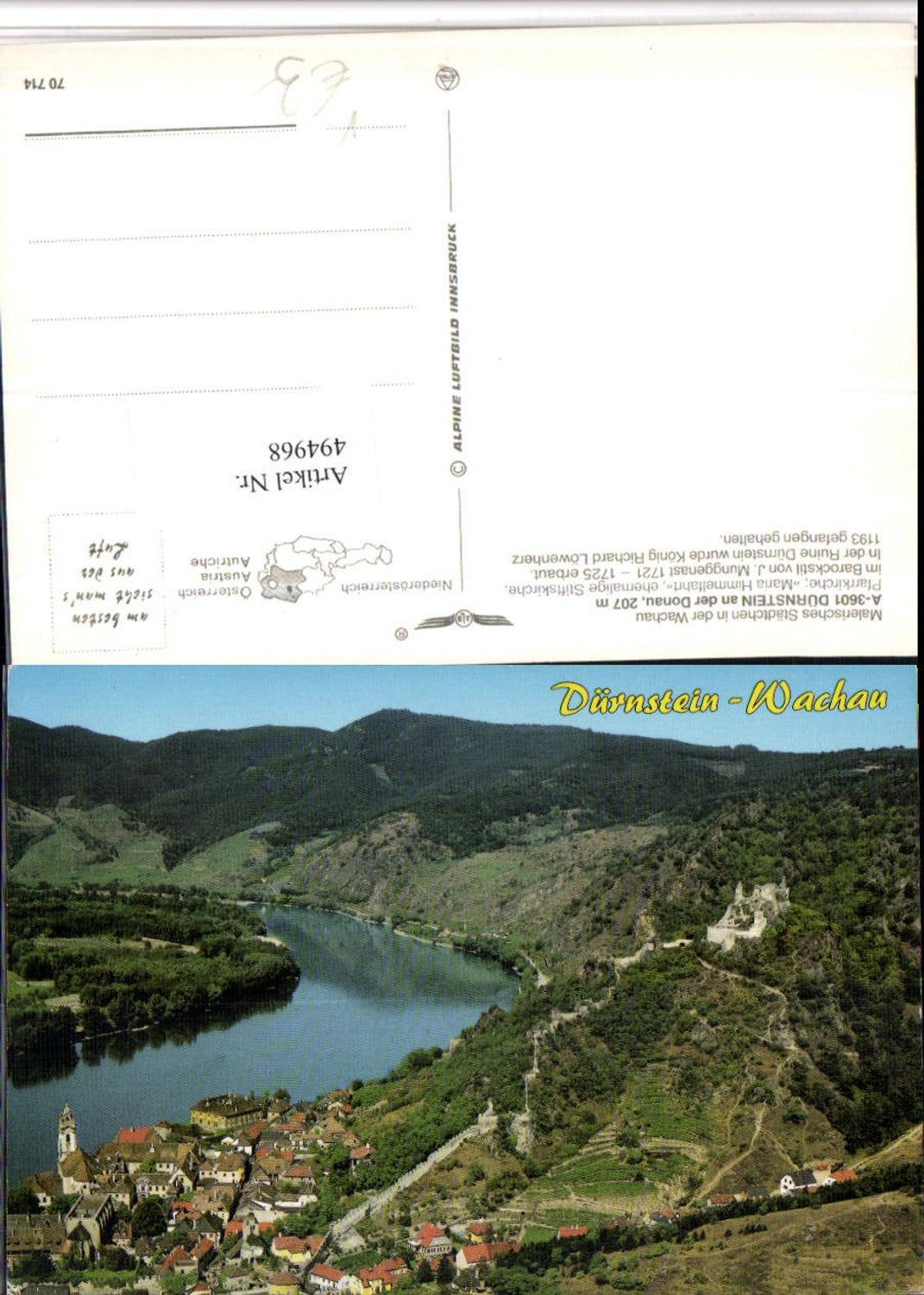 4947968,Dürnstein an d. Donau Totale pub Alpine Luftbild 70714